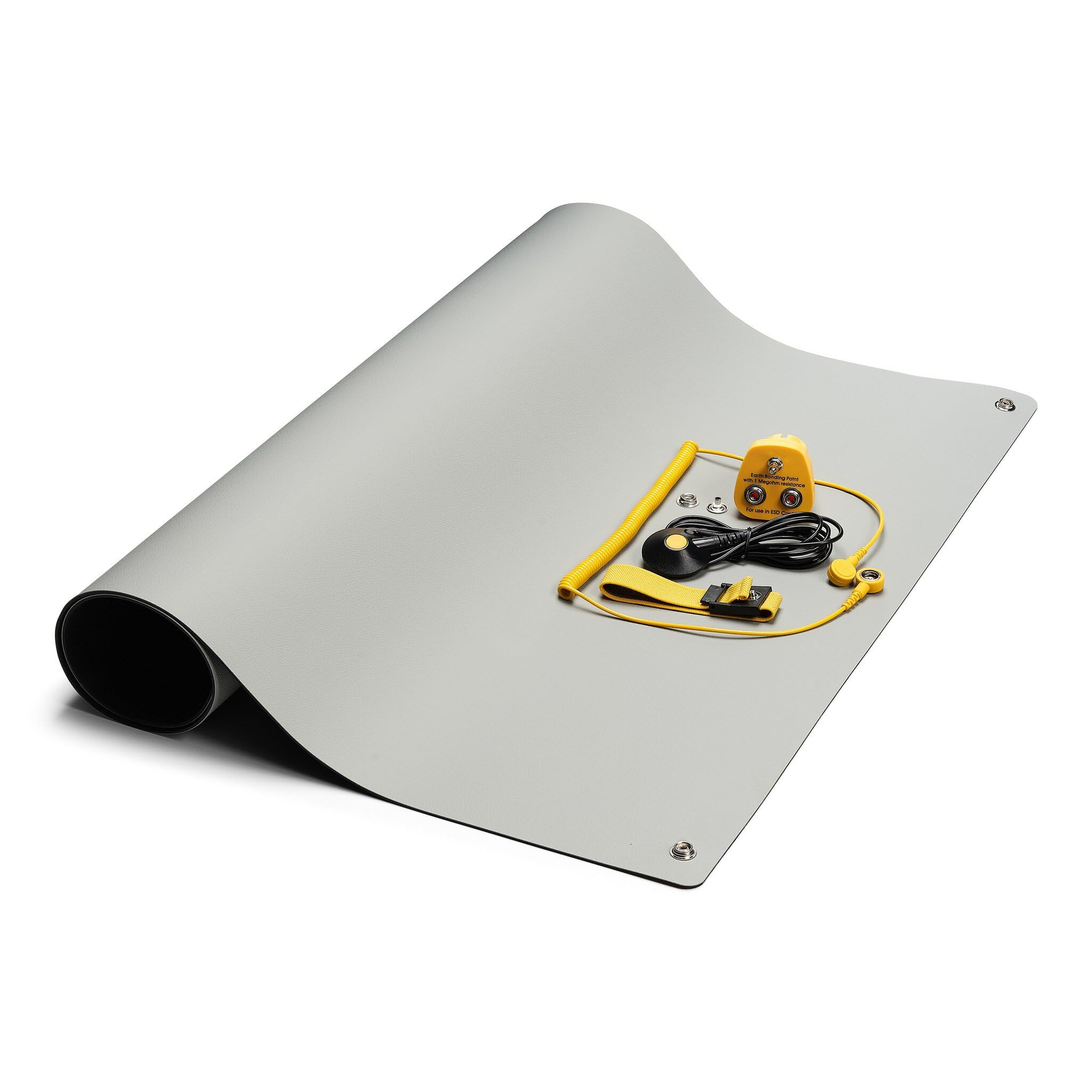SafeGuard ESD-Tischmatten Set M Pro, 600 x 900 mm, 5-teilig, 2x 10 mm Druckknopf