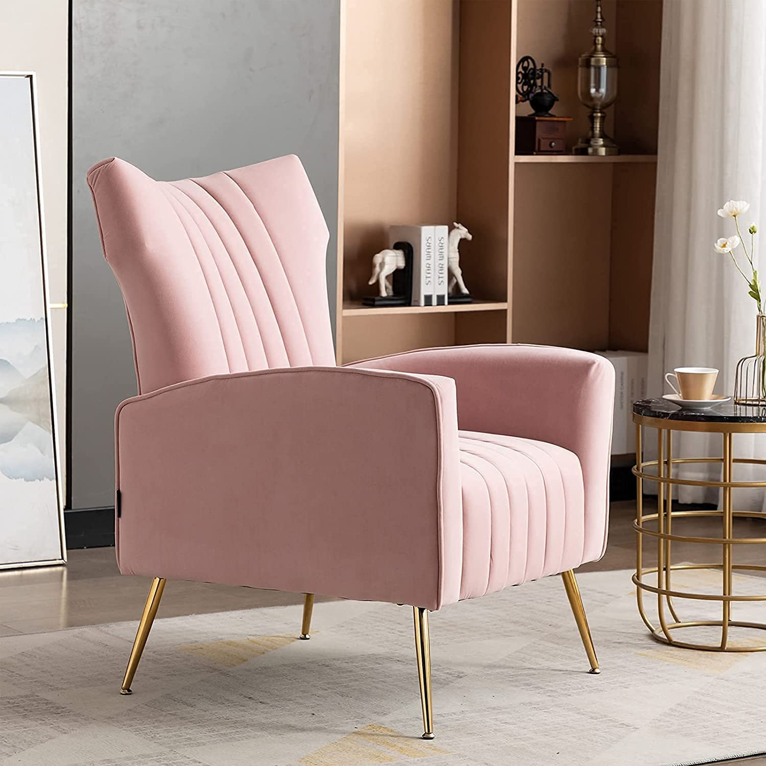 Amazon｜ソファー 1人掛け ハイバック ソファ ベルベット モダン