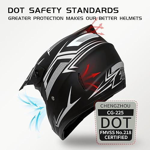 Miniatura 2 de Casco para jóvenes y niños de motocross, casco para adultos de ATV y bicicleta de tierra con gafas, guantes y máscara, casco de motocicleta de cara
