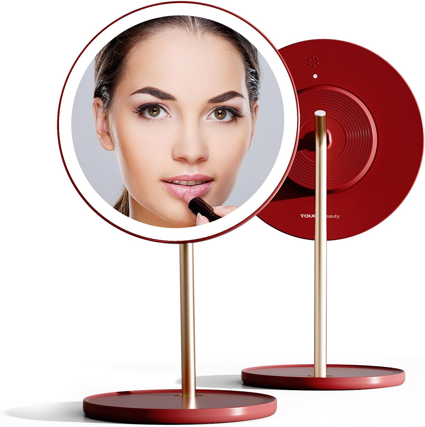 TOUCHBeauty Lighted Makeup Mirror, 8”Auto Comfortable Lighting with HD Mirror, Rechargeable Makeup Mirror with 3 Colors,Stepless Dimming Cosmetic Light up Mirror for Women (TB-1973)
