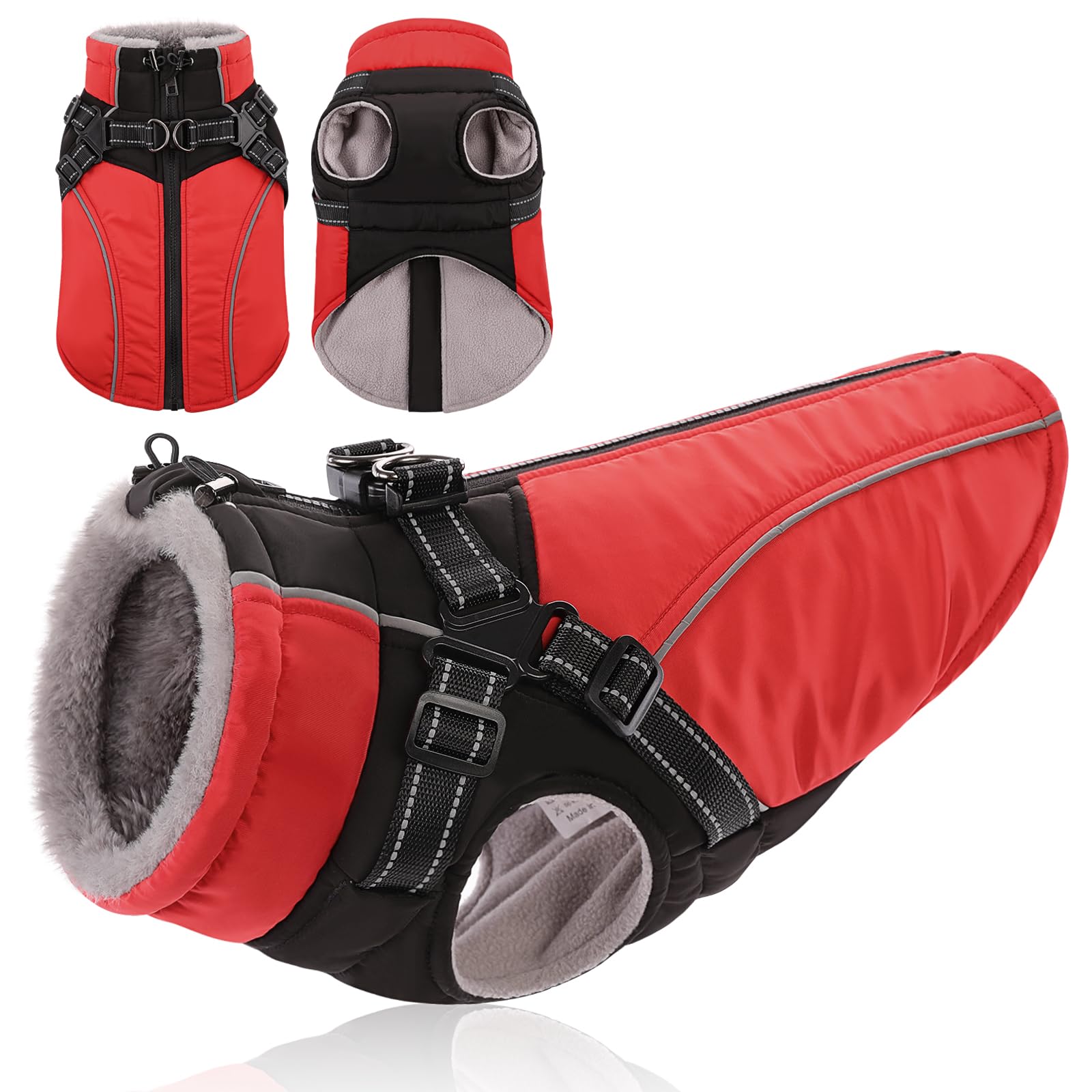 KONVINIT Veste d'hiver Chaude pour Chien - Manteau Imperméable avec Harnais pour Activités Extérieures par Temps Froid