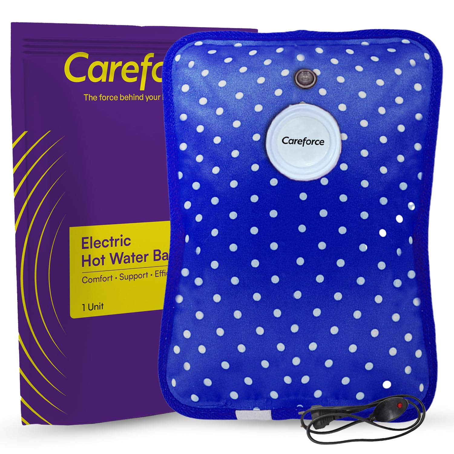 Careforce Electric Hot Water Bag for Pain Relief Heat Pack Heating Pad for Periods Cramps, Muscle Aches, Shoulder, Back, Neck and Full Body Relief - Blue