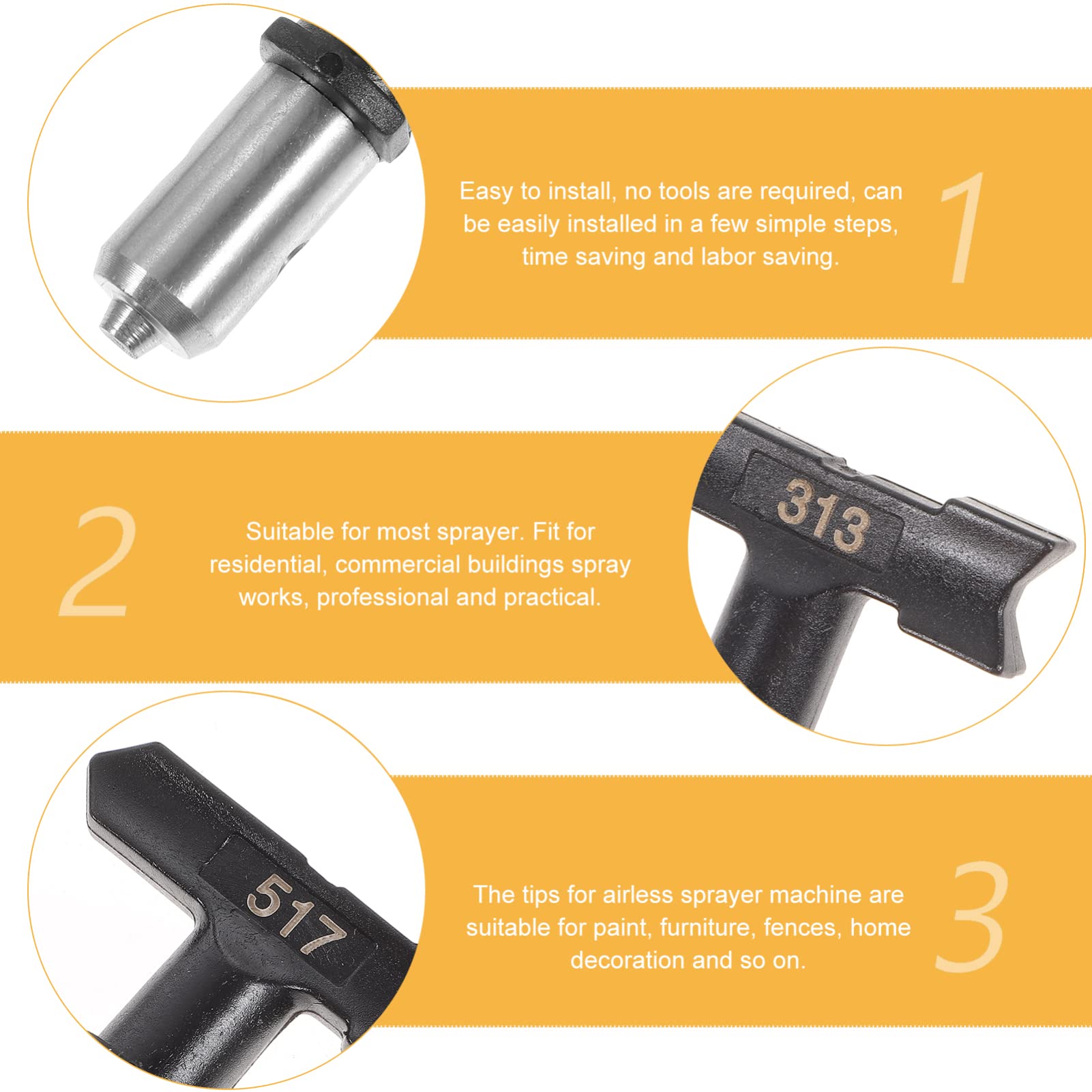 Angoily 4pezzi Ugelli per Irroratrice Senza Aria Accessori per Spruzzatori Nozzles per Vernice con Diverse per Pittura Decorazione e Finiture di Mobili