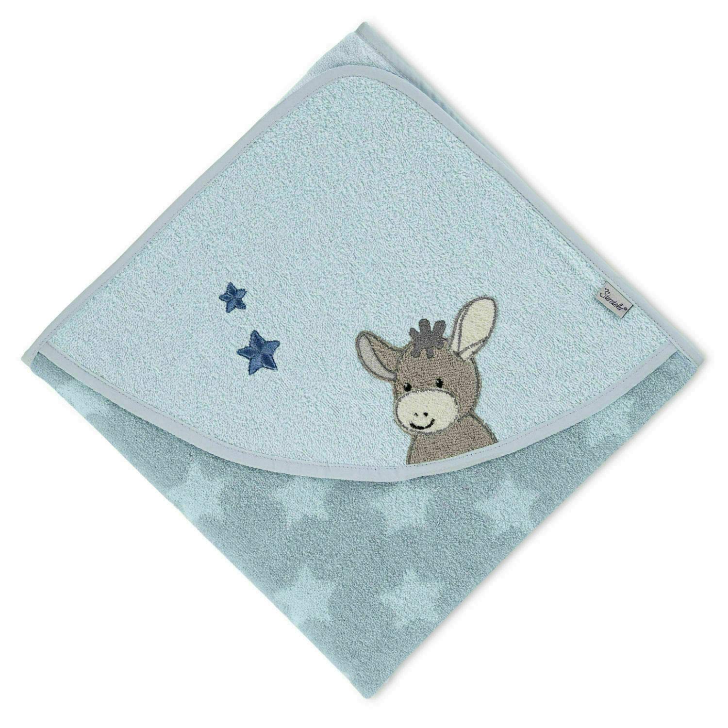 Sterntaler Emmi Donkey Hooded Bath Towel, Age 0 Months +, 100 x 100 cm Mid Blue