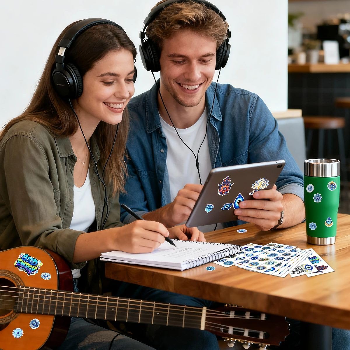 100 PCS Evil Eye Stickers Pack, Blue Nazar Vinyl Waterproof Sticker, Good Energy Hamsa Decals for Car Laptop Water Bottle Scrapbook Refrigerator, Gifts for Adults Teens Men Women Birthday - Image 5