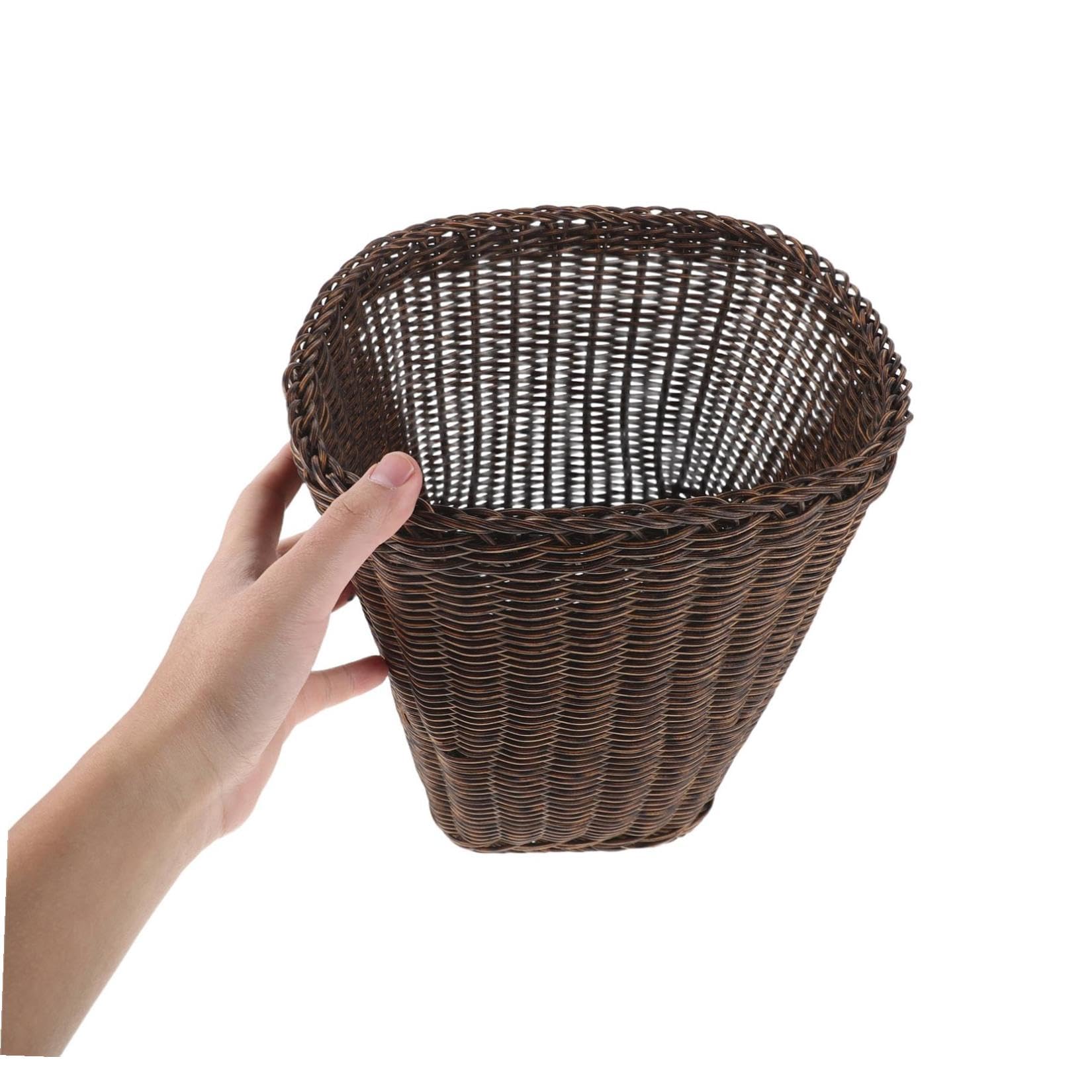 DECHOUS Cestino per Rifiuti da Scrivania in Rattan Sintetico, Cestino Piccolo Vintage per Carta Straccia, Contenitore per Rifiuti da Ufficio e Casa Design Compatto e Facile da Pulire