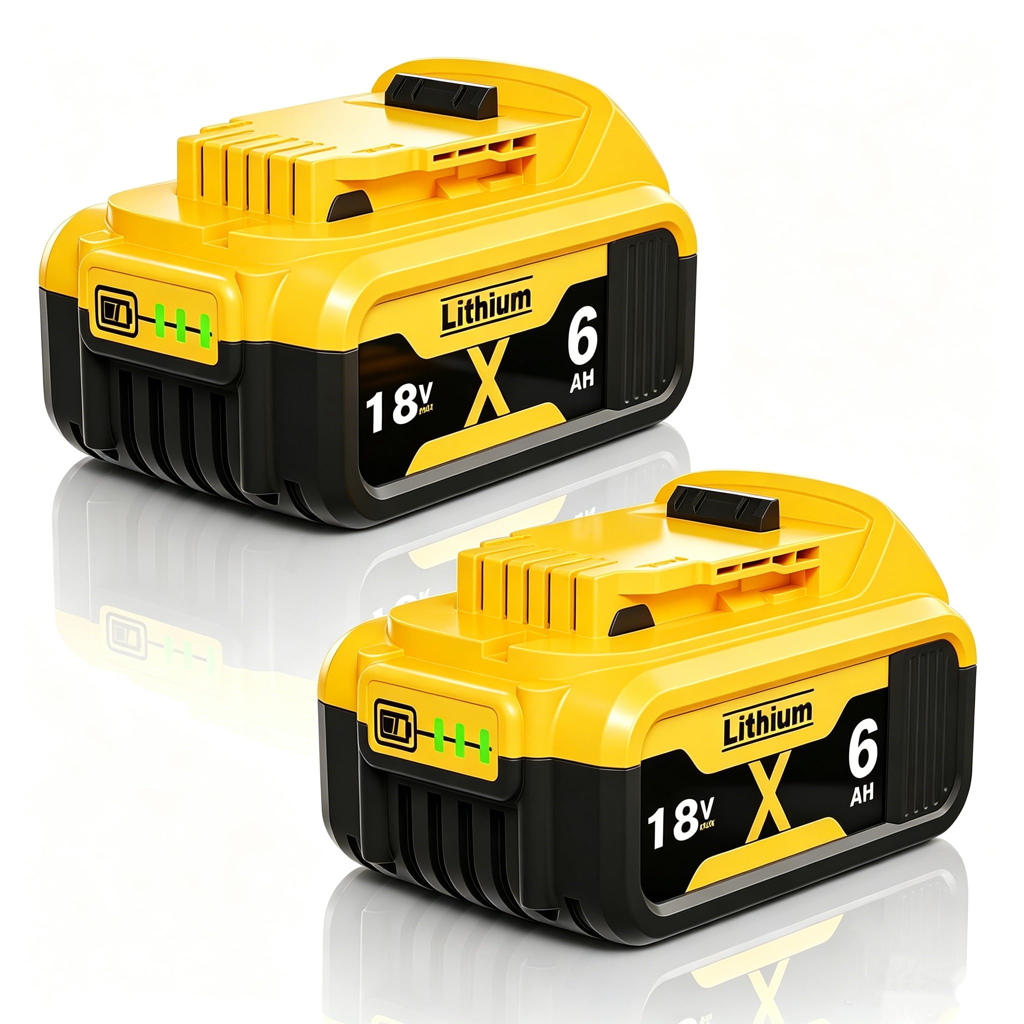 2 x 18V 6.0Ah Batteries DCB182 Replacement for Dewalt Battery 18V DCB184 DCB200 DCB180 DCB182 DCB181 DCB201 DCB204 DCB183 DCB185 DCB203 6000mAh Batteries with LED Indicator