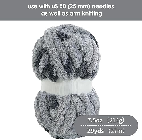Miniatura 2 de HOMBYS Hilo de felpilla grueso para tejer a mano, hilo grueso de felpa esponjosa para tejer con el brazo, hilo gigante súper voluminoso, hilo