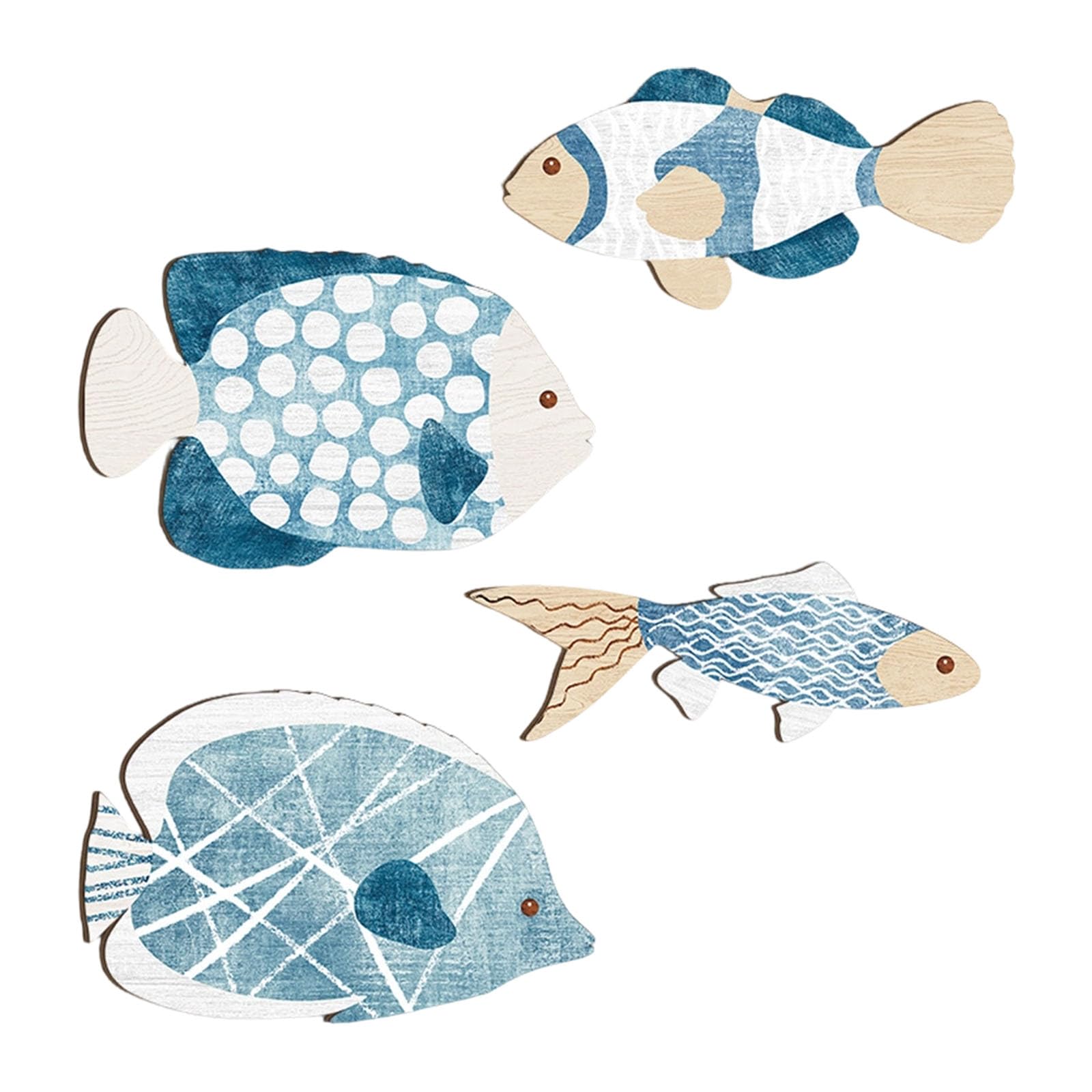 OSNIYAW Wall Decors Wooden Fish Nauticals Coastal Walled Art Fish Sculpture Lake House Hanging Decors for Bedroom Wooden Coastal Sign Themed Hanging