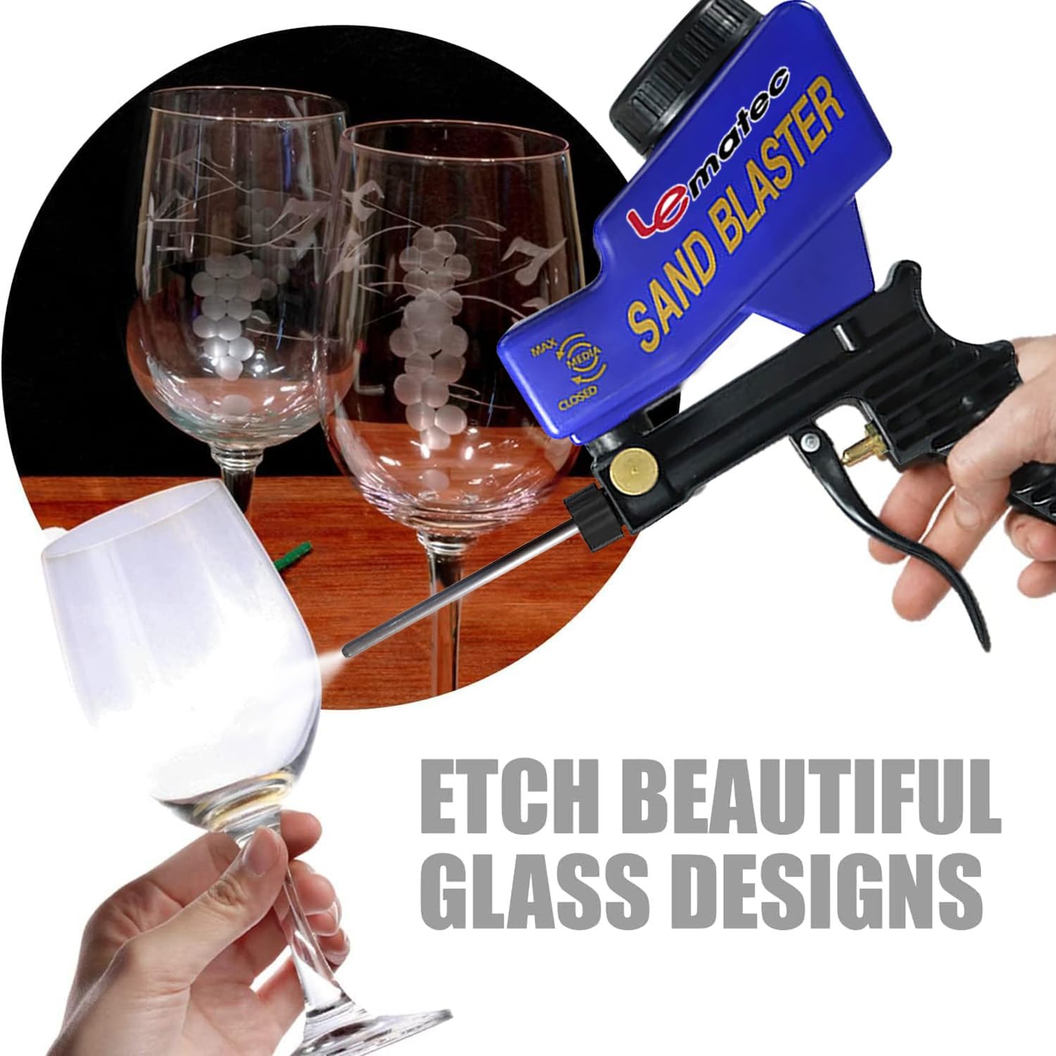 Le Lematec Soda Blaster and Sandblaster Long Nozzle Attachment Bundle