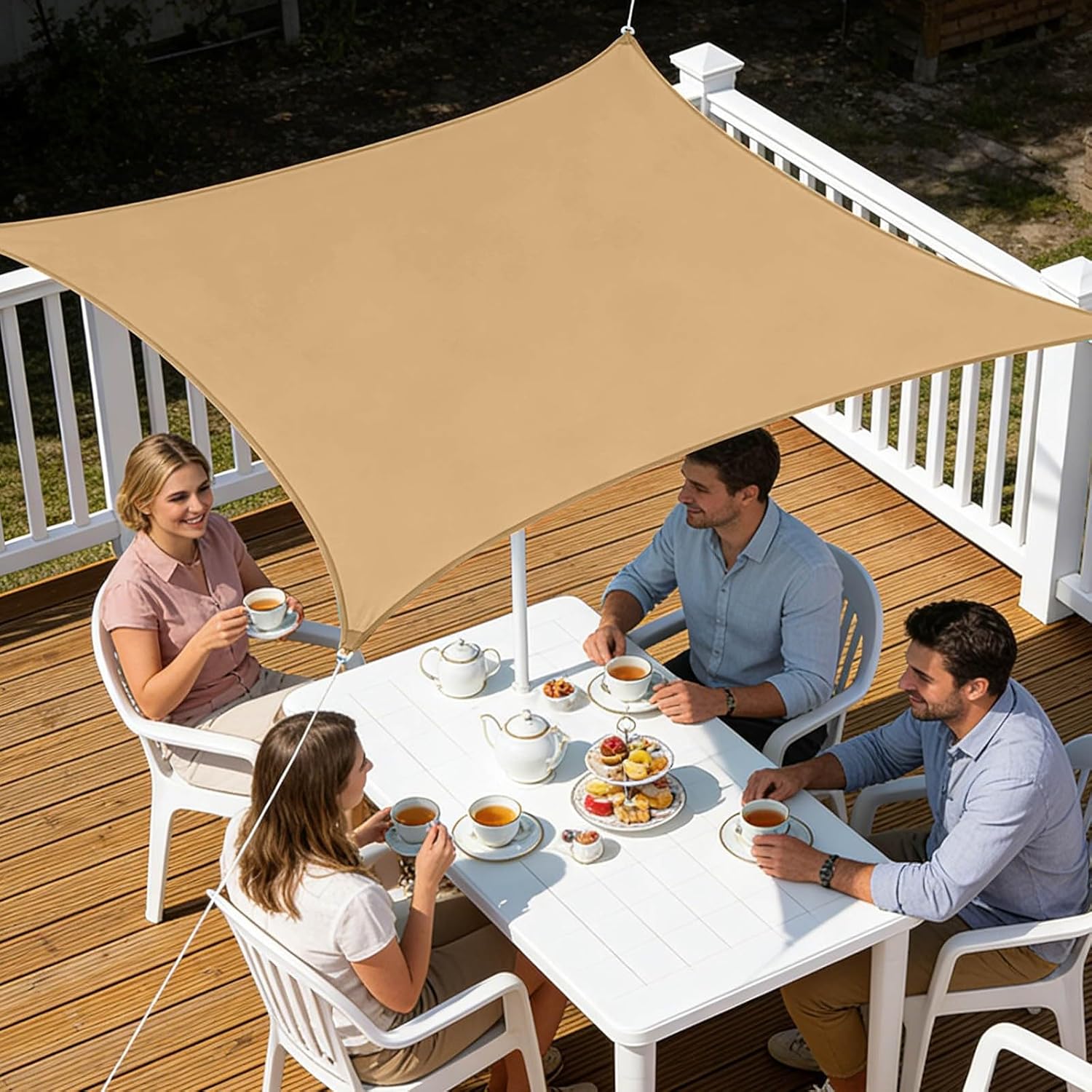 Sun Shade Sail Rectangle Outdoor Canopy UV Block Waterproof Patio Shade Cover Breathable Fabric for Backyard Garden Deck Pergola Beach (13'x6.6' Yellow)