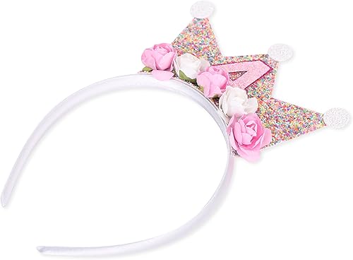 Miniatura 6 de Diademas de corona de cumpleaños para niños pequeños, tiara de princesa, corona de flores para cumpleaños de 2 a 6 años