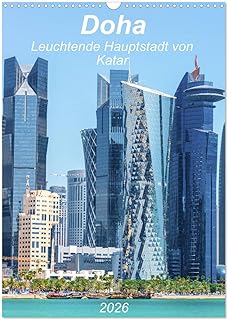 Doha Shining Capital of Qatar, US-Version (Wall Calendar 2026 DIN A3 Portrait), CALVENDO 12 Month Wall Calendar