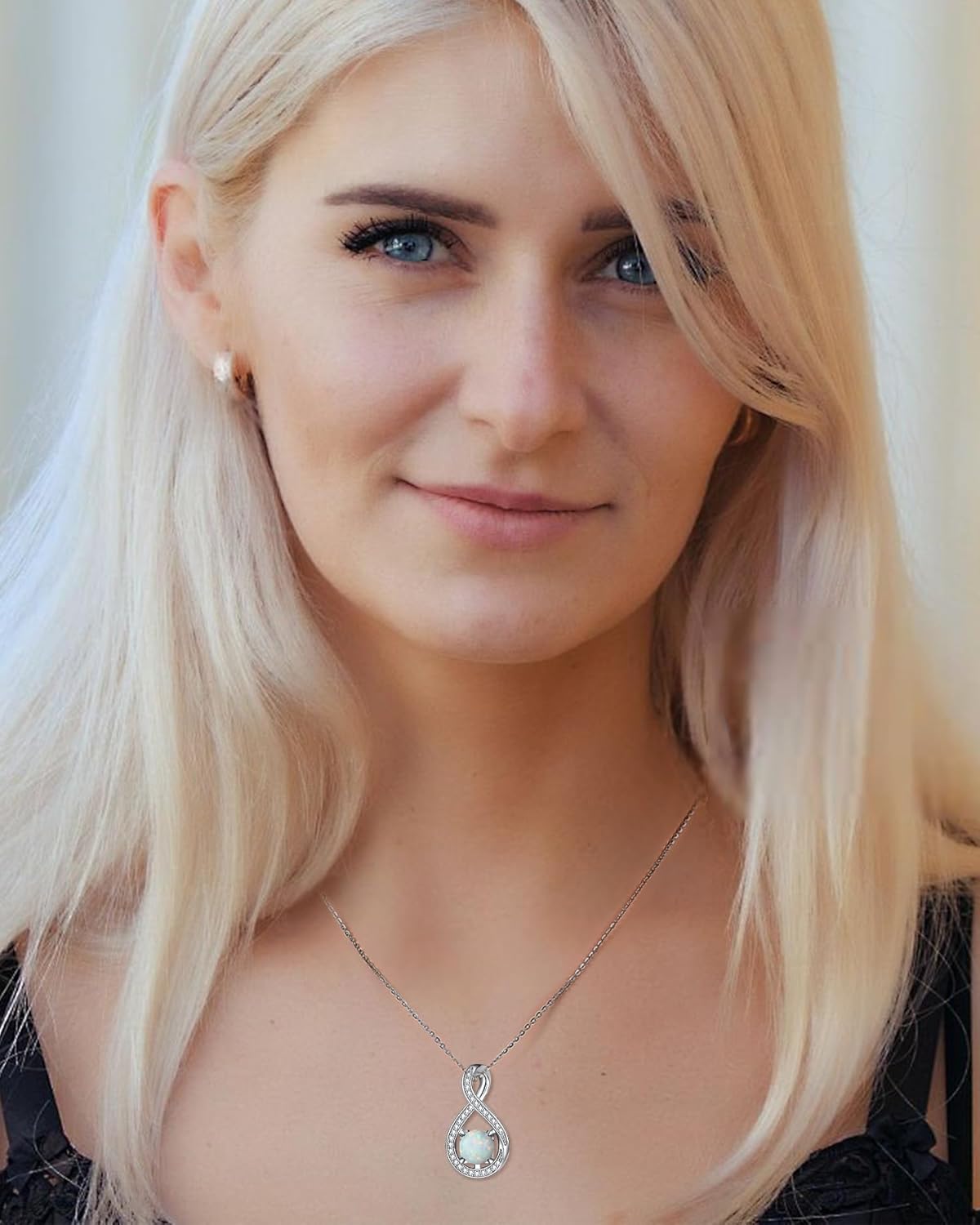 FANCIME Valentines Day Gift Birthstone Necklaces for Women Fine Jewelry Sterling Silver Infinity Pendant Anniversary Birthday Gifts for Her Women Wife Mom Lady Daughter, Chain 16"+2" Extend - Image 2