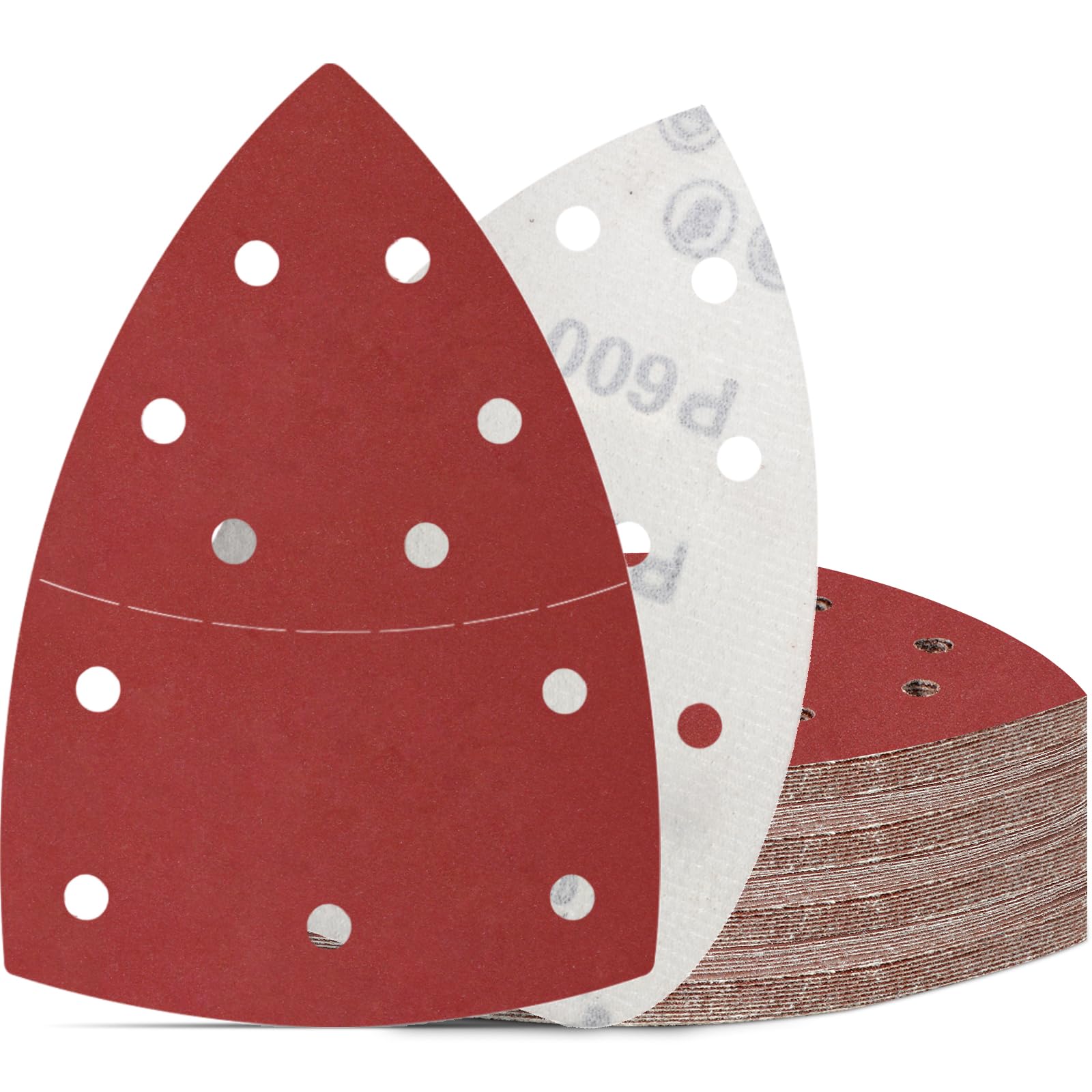 KONGMING 50 Stück Schleifpapier Dreieckschleifer klett Körnung 600 Schleifblätter 11 Loch fur Detailschleifer