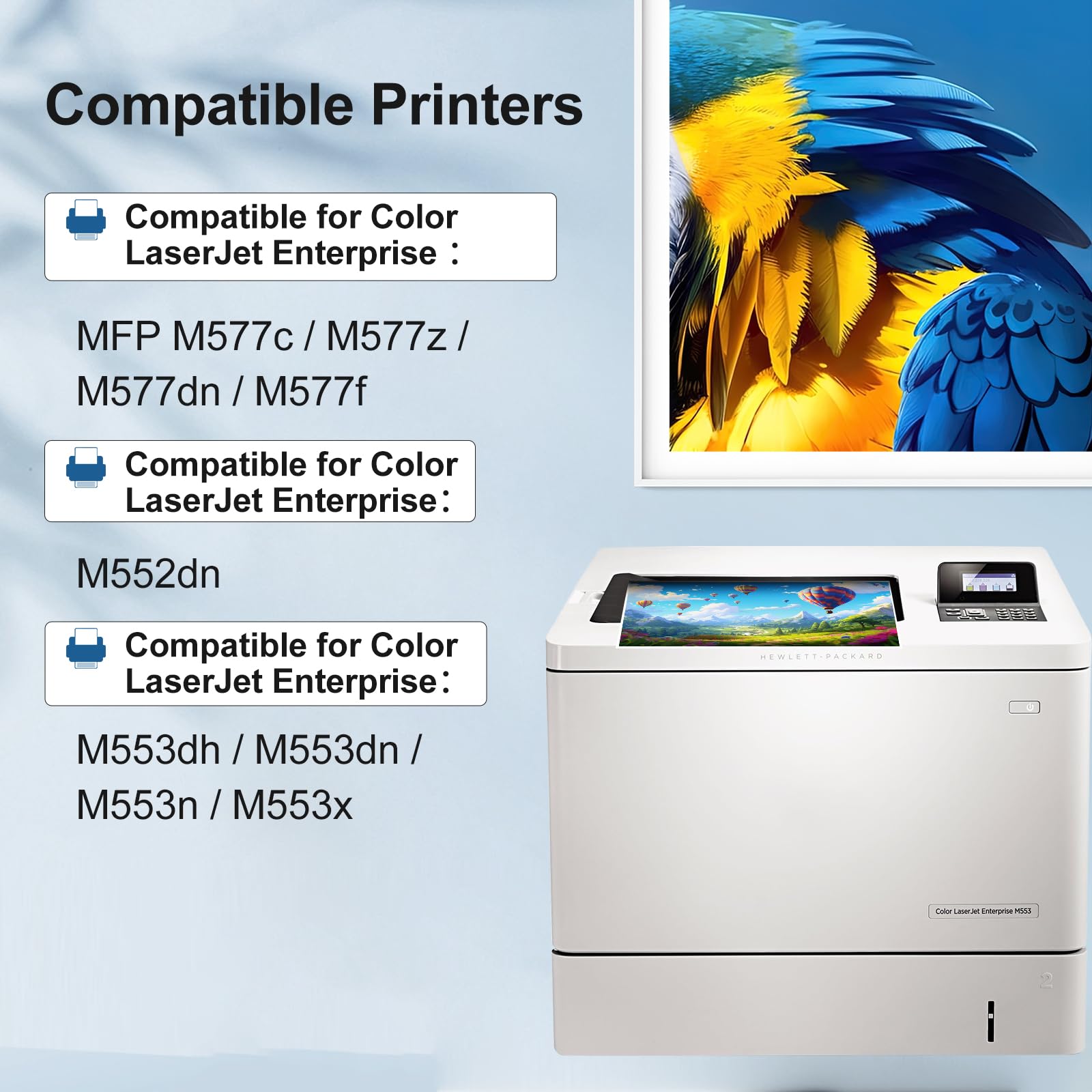 4 Pack Toner Replacement for HP 508A Toner Cartridge - CF360A CF361A CF362A CF363A High Yield to use with HP Color Laserjet M553 M553n M553X M553dn M552 M552dn M557 M577c M577dn M577f M577z (4 Pack)