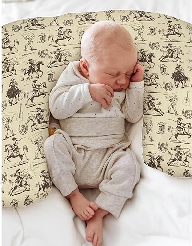 Miniatura 4 de Fundas de almohada de lactancia vintage de vaquero para niños y niñas, botas de caballos occidentales, sombreros, fundas de almohada de lactancia