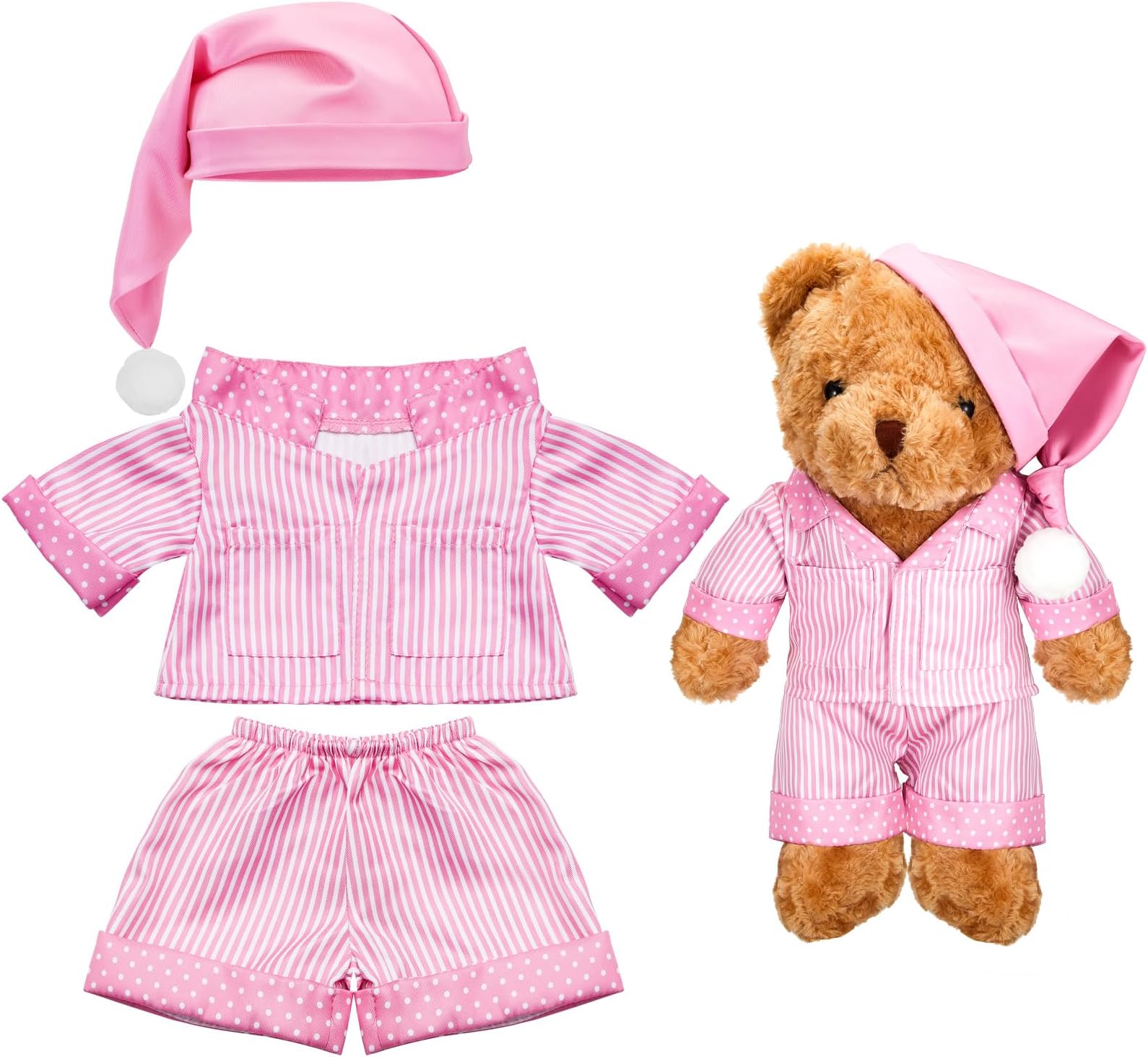 Stripe Bear Clothes Stuffed Animal Clothes 12 -16 Inch Build a Lovely Stuffed Animal Costumes and Accessories Fit, Bear is Not Included(Pink)