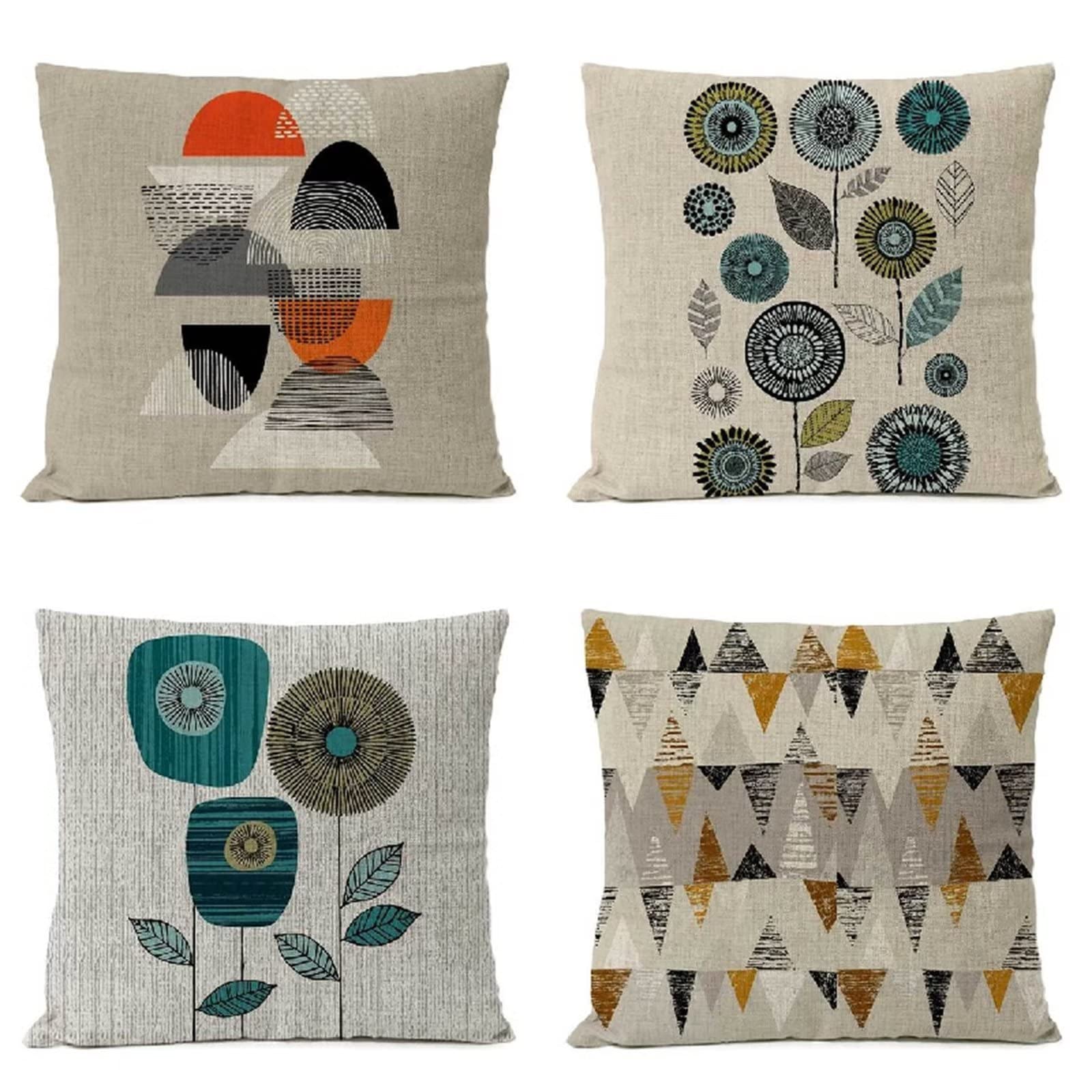 Cojines 60x60cm Puntos geométricos Cojines Decorativos para Sofa Moderna Decorativa Cojín Juego de 4 para Decoración Hogar Soft Almohadas cuadradas Funda de Cojín D-2912