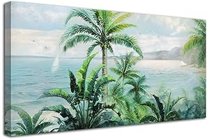 Ocean Coastal Palm Tree Canvas Artwork for Wall Decor
