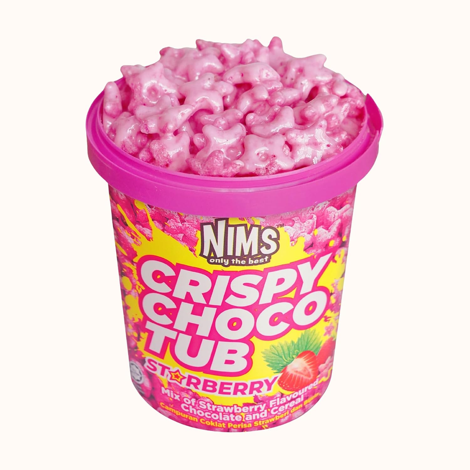 NIMS Crispy Choco Tub Variety Pack – 4 Flavors (Mini Choco Crunch, Mini Rainbow Crunch, Starberry & Pistachio), Crunchy Cereal with Chocolate Snack, 8.8 oz (250g), Pack of 8 (2 Each Flavor)