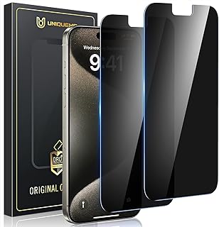 UniqueMe Privacy Screen Protector Compatible with iPhone 15 Pro 6.1-inch, 2 Pack Tempered Glass Anti Spy Screen Protector, Easy Installation, Anti Scratch, Bubble Free