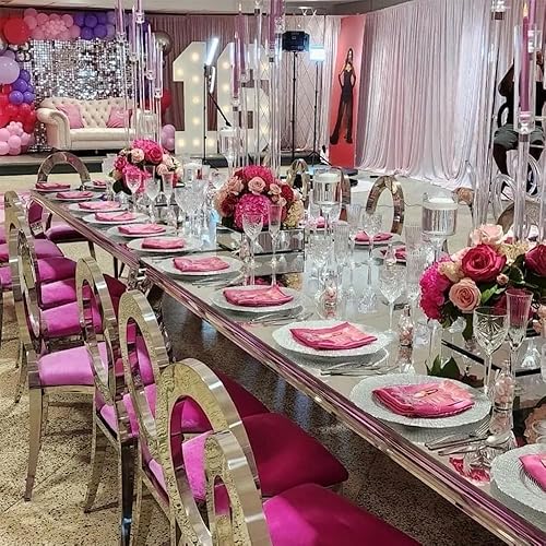 Miniatura 8 de 2 centros de mesa acrílicos de 5 brazos para boda, 45.7 pulgadas, portavelas de piso transparente con pantalla acrílica para fiesta de Navidad,