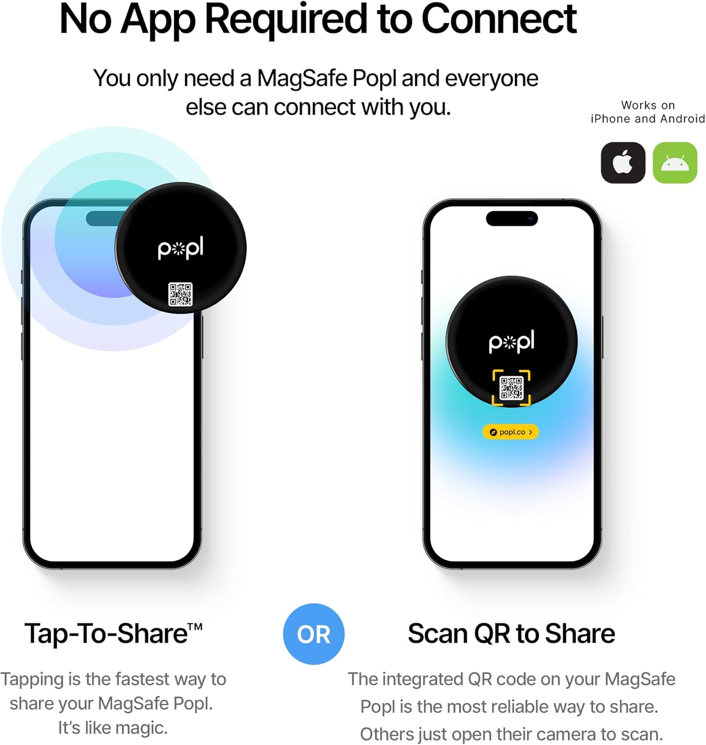 Authentic Patented Popl QR Code Stickers™ (Avoid Fake Knockoffs) - Smart NFC Networking Card - Simply Tap to Exchange Contact Info, Capture Leads, & Manage Contacts (Black)