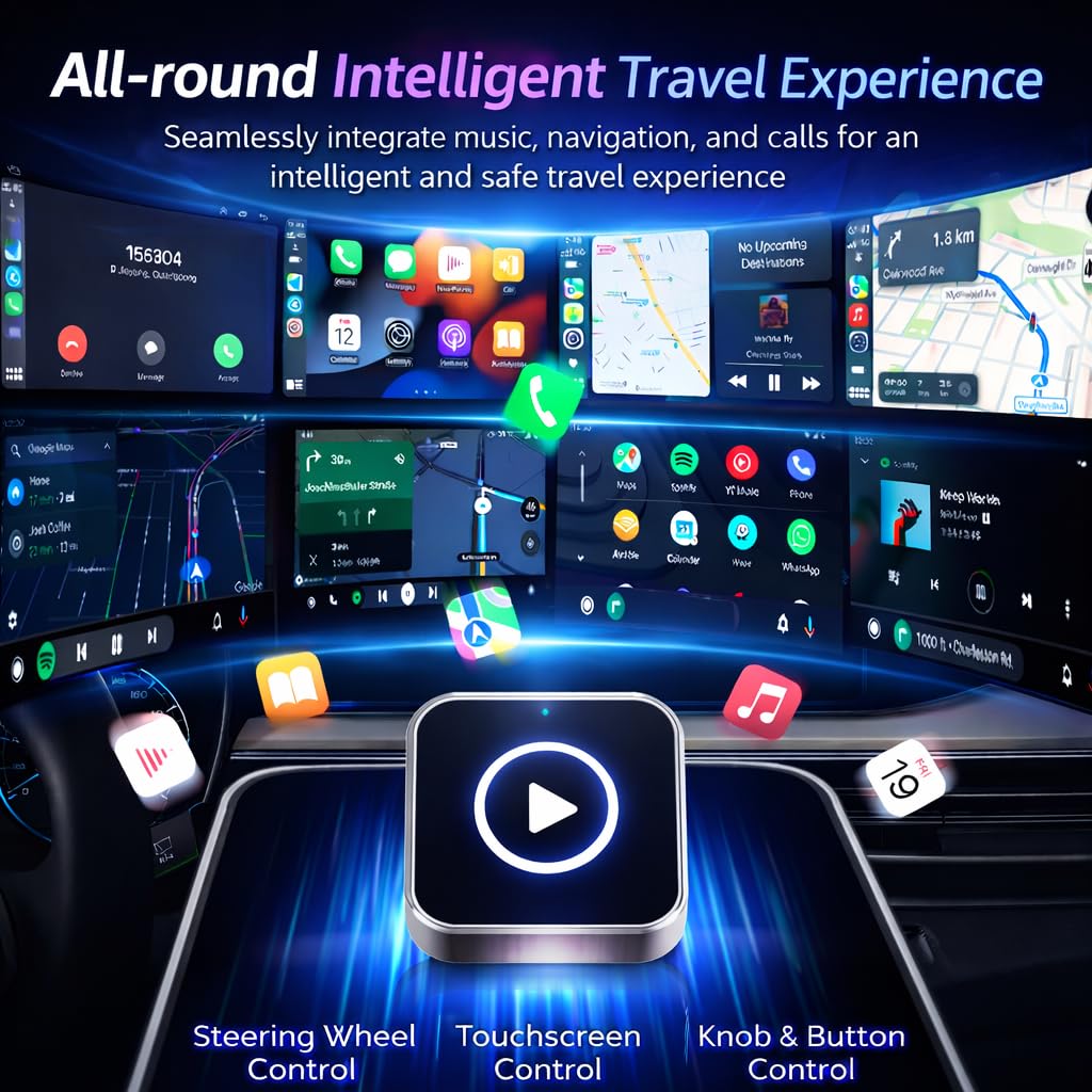 Wireless CarPlay/Android Auto Converter – 2026 Plug-and-Play Adapter for Turning Wired CarPlay & Android Auto into Wireless, UK Version (SBR01) — view 9