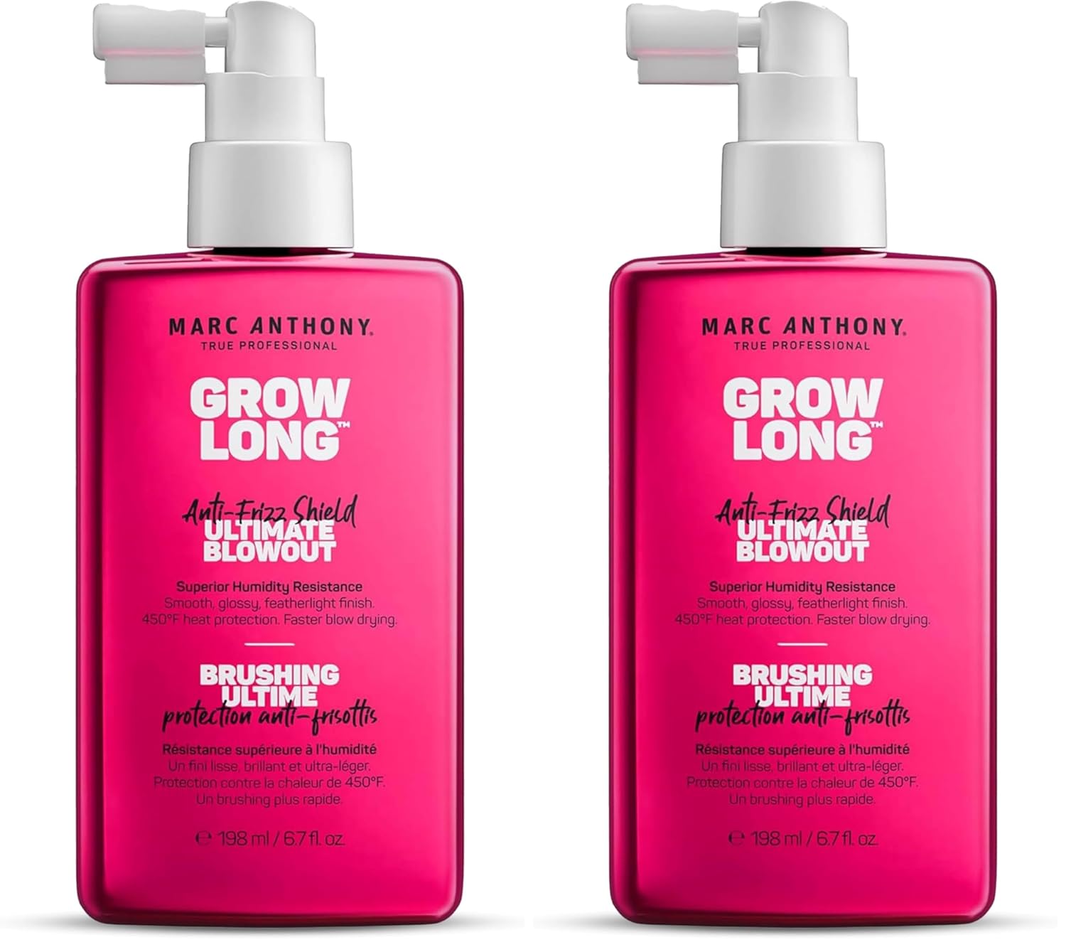 Marc Anthony Anti-Frizz Shield Ultimate Blowout Spray, Grow Long - Smooth, Shiny Hair in High Humidity - Heat Protectant - 6.7 oz, (Pack of 2)