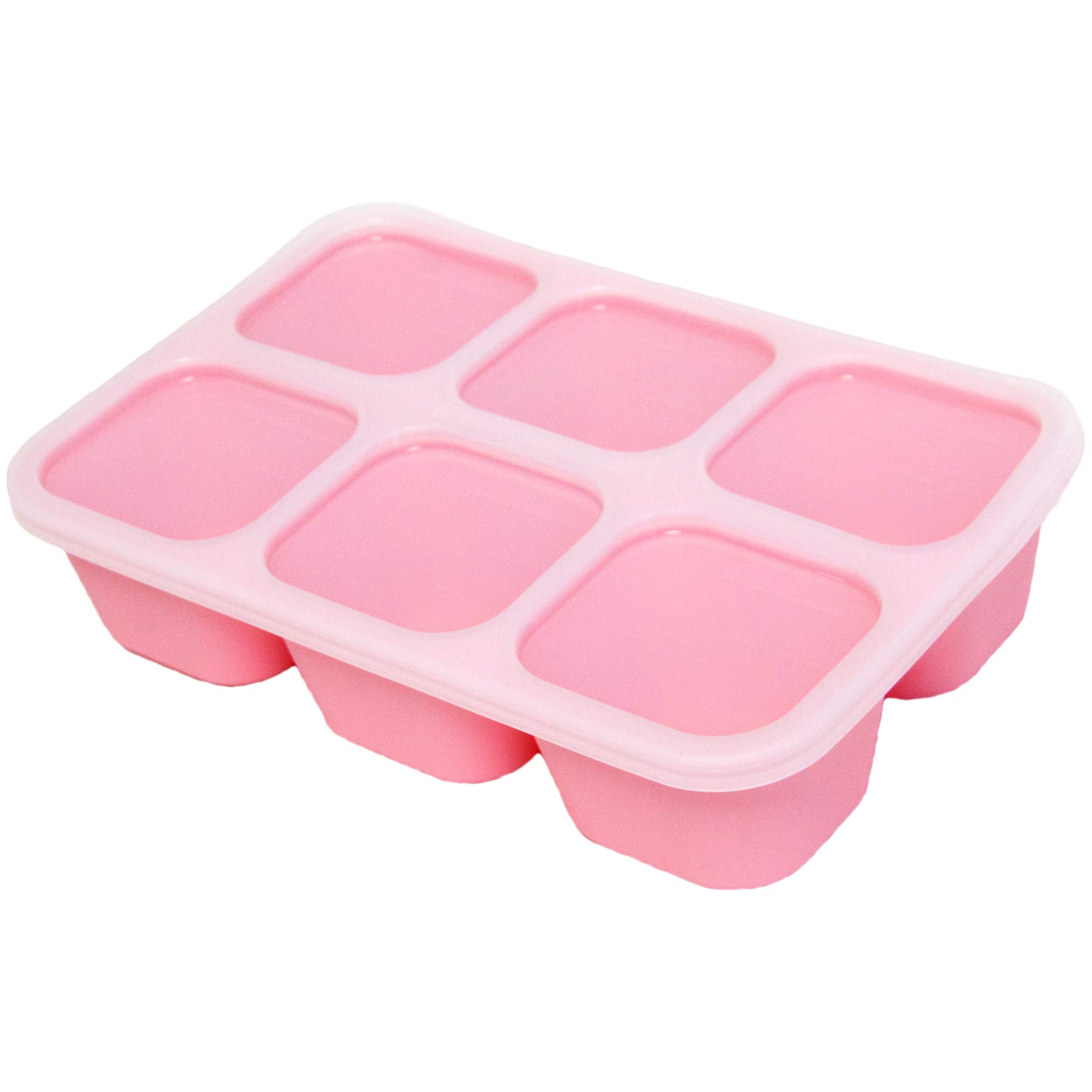 MARCUS&MARCUS Marcus & Marcus Silicone Baby Food Cube Tray with lid | BPA Free | Easy Release and Flexible -(Pink)