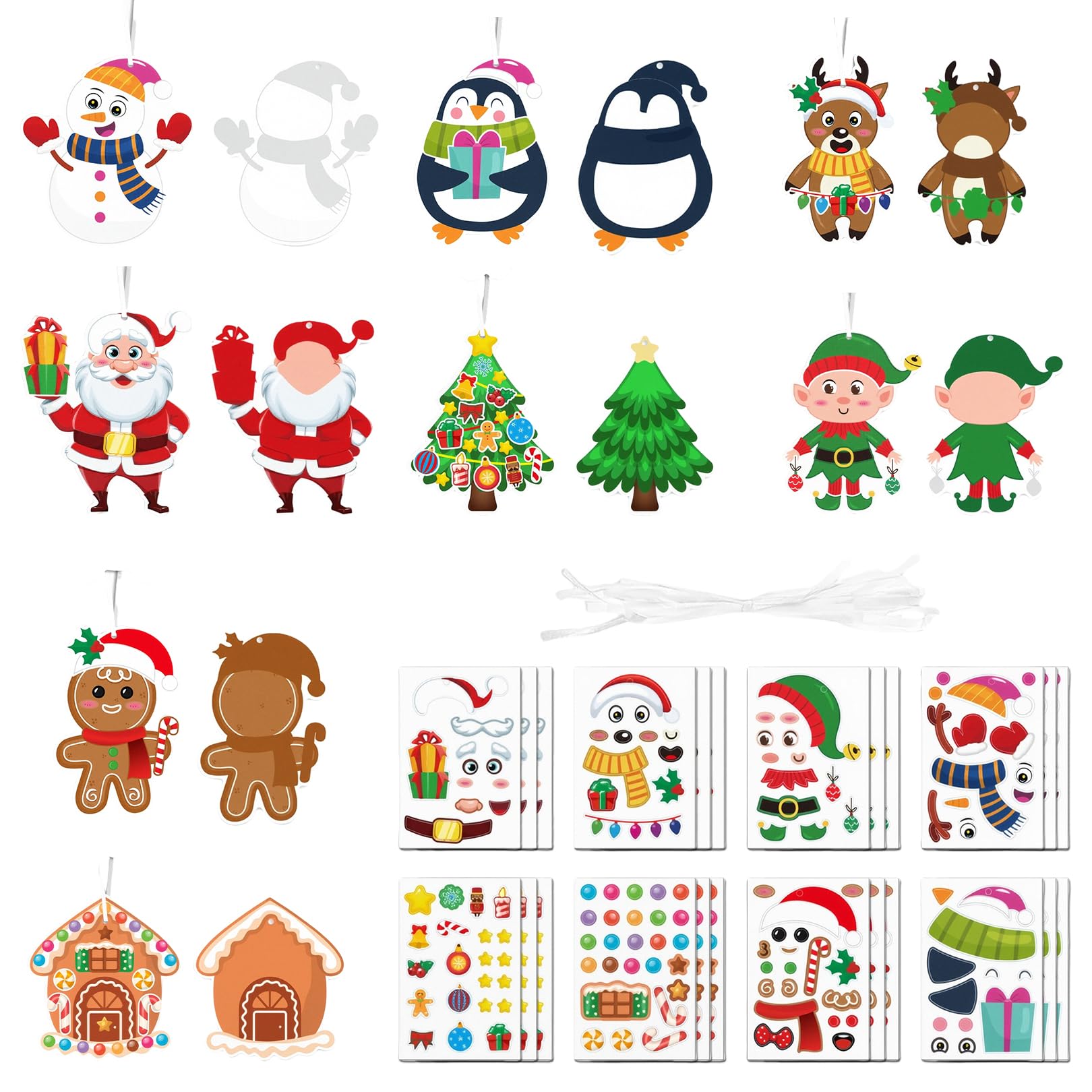 24 Pack Christmas Crafts for Kids,Craft Arts Kits Decorations Stickers Make Own Activities Xmas Tree House Things Art Gift Activity Set Making Cards Gingerbread,for Toddlers Childrens Party Gifts