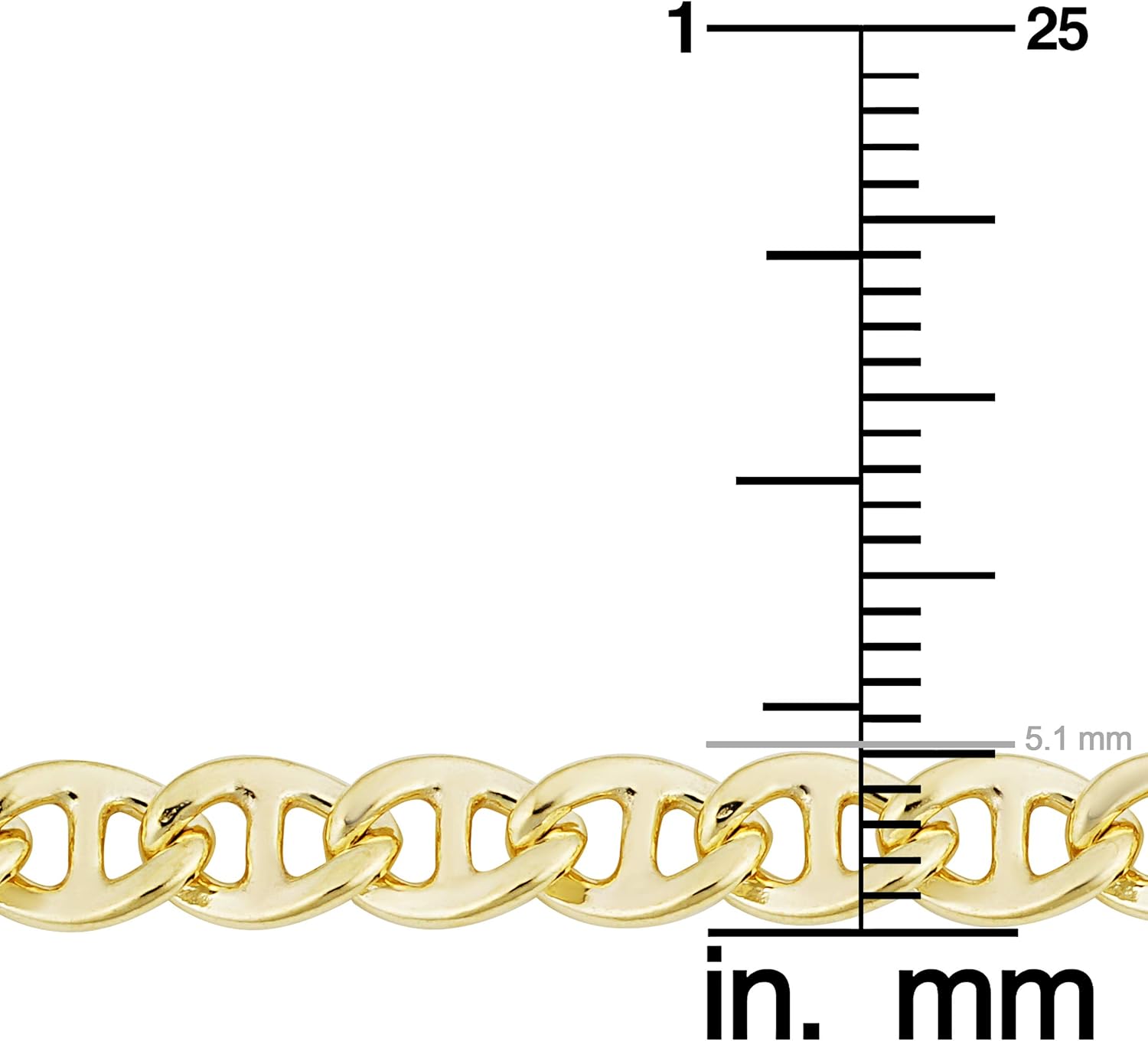 Solid 14k Yellow Gold Mariner Link Bracelet for Men and Women (5.1 mm, 8.5 inch) - Image 4