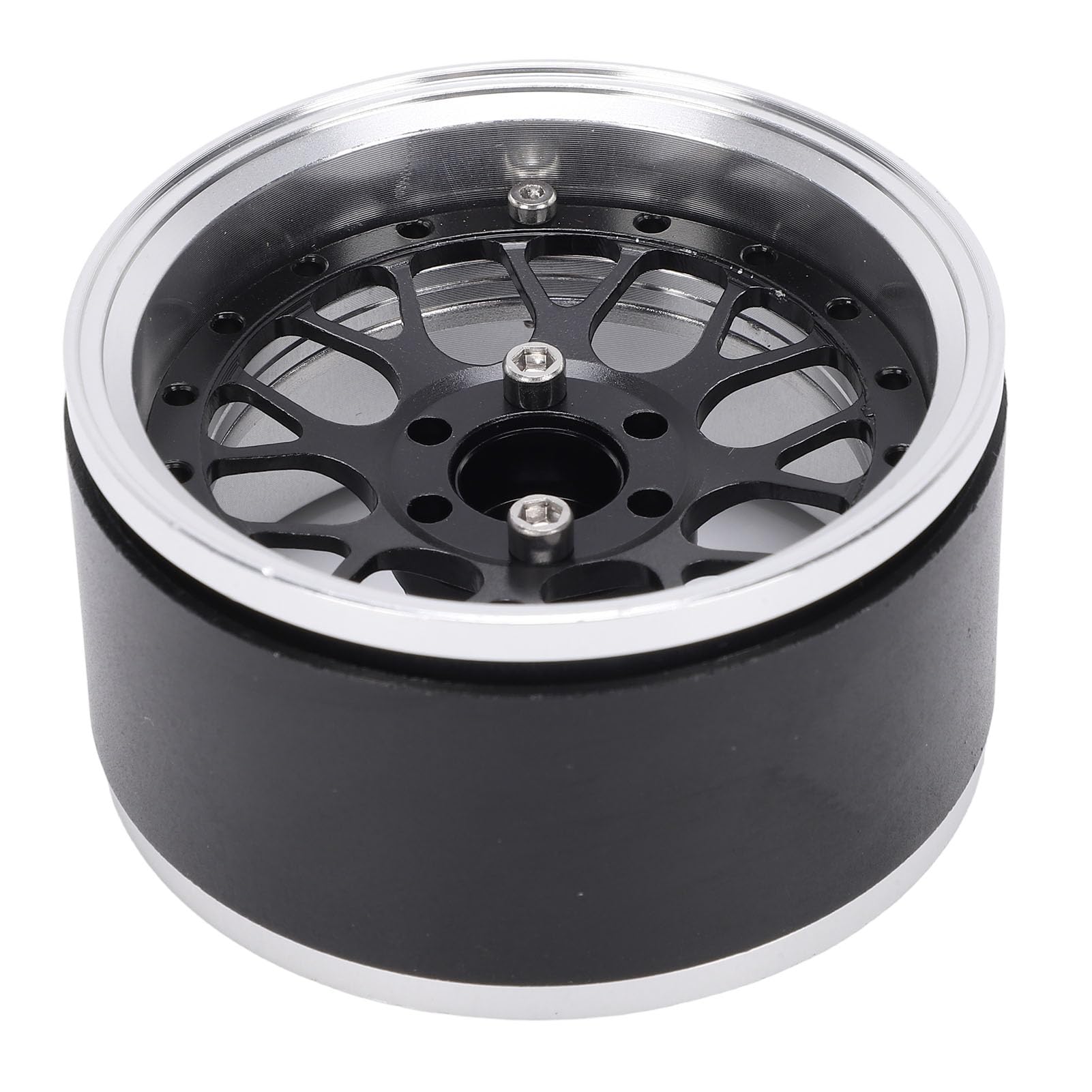 4 szt. 2,2-calowe felgi RC Beadlock, stop aluminium obrabiany CNC, twardo anodowany, ulepszenie Dobre odprowadzanie ciepła dla samochodu Rock Crawler RC w skali 1/10 SCX10 (Black)