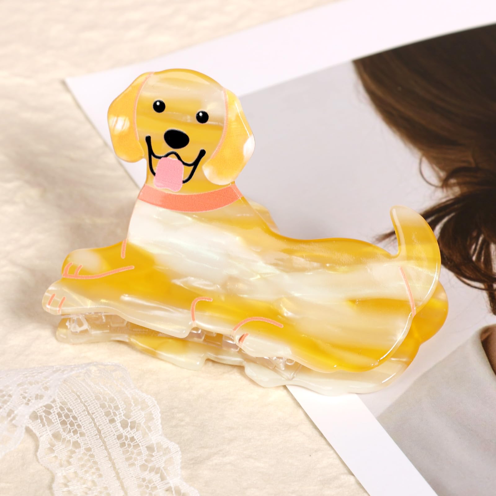 Pinzas para el pelo de perro Golden Retriever para mujeres y niñas, lindas horquillas pequeñas para cabello grueso o mediano, accesorios para el cabello dorado para mujeres amantes de los 7
