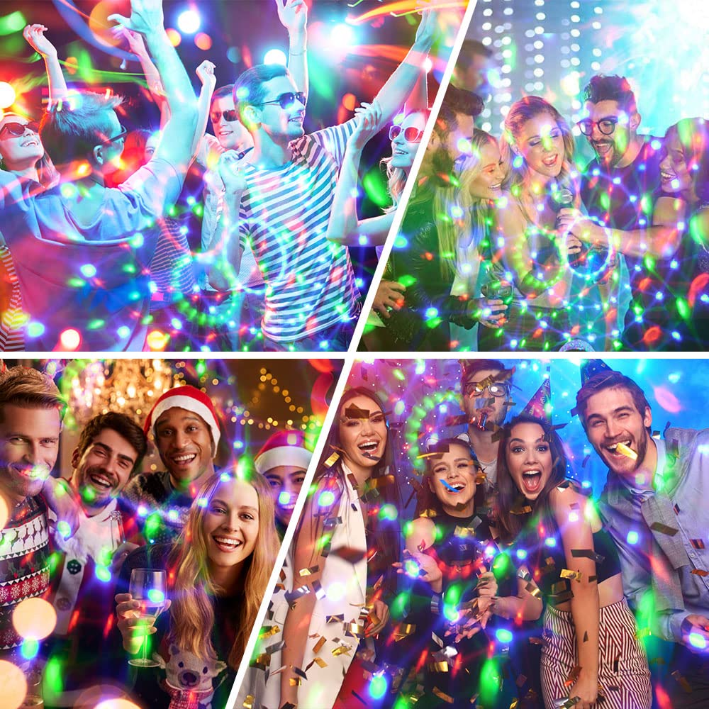 URAQT Luci Discoteca LED, 360 ° Ruotabile Musica Attivata Telecomando Luci da Festa, 7 RGBP Colori Fari per Illuminazione Palco per Natale, Bar, Club, Festa, Riunione di Famiglia (2 Pezzi)