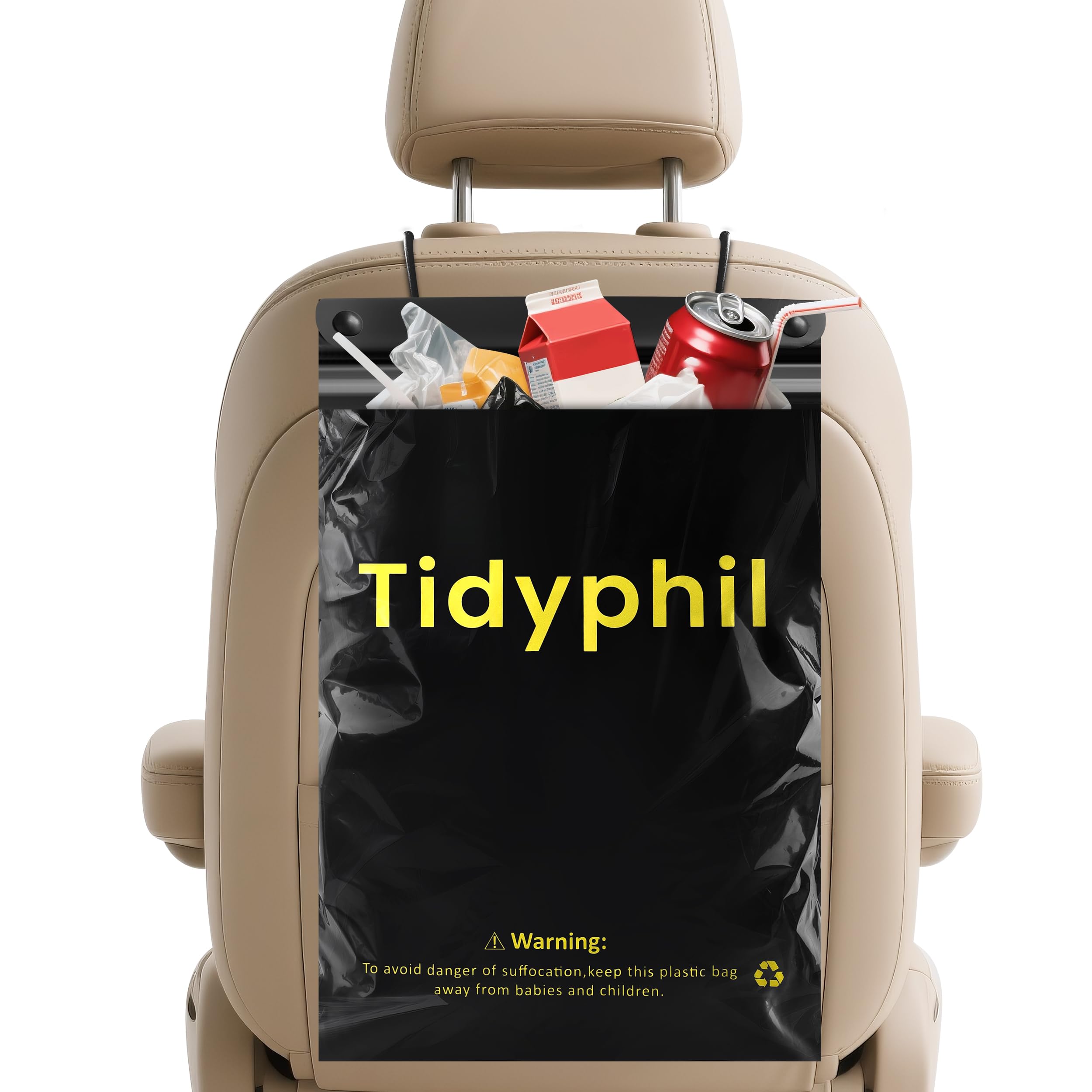 50 PCS Disposable Car Trash Bags Hanging, Leak-proof, Odor Seal. 2 Gallon Car Garbage Bags, Big Capacity. Independent of Car Trash Can, Easy Stick-On