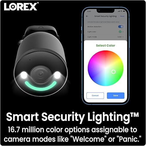 Miniatura 4 de Lorex Foco 4K para interiores y exteriores, cámara de seguridad Wi-Fi 6 con iluminación de seguridad inteligente, detección de personas, vehículos,