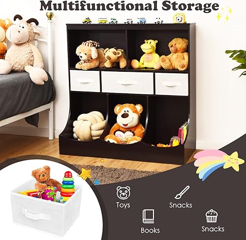 Miniatura 5 de HONEY JOY Organizador de almacenamiento de juguetes para niños con estantería, armario de almacenamiento de organización de 8 compartimentos con