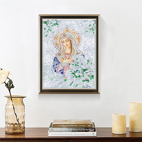 Miniatura 3 de FIVEDRX Kits de pintura de diamantes de imitación de Virgen María Religión 5D con forma especial para adultos, taladro parcial, pinturas de