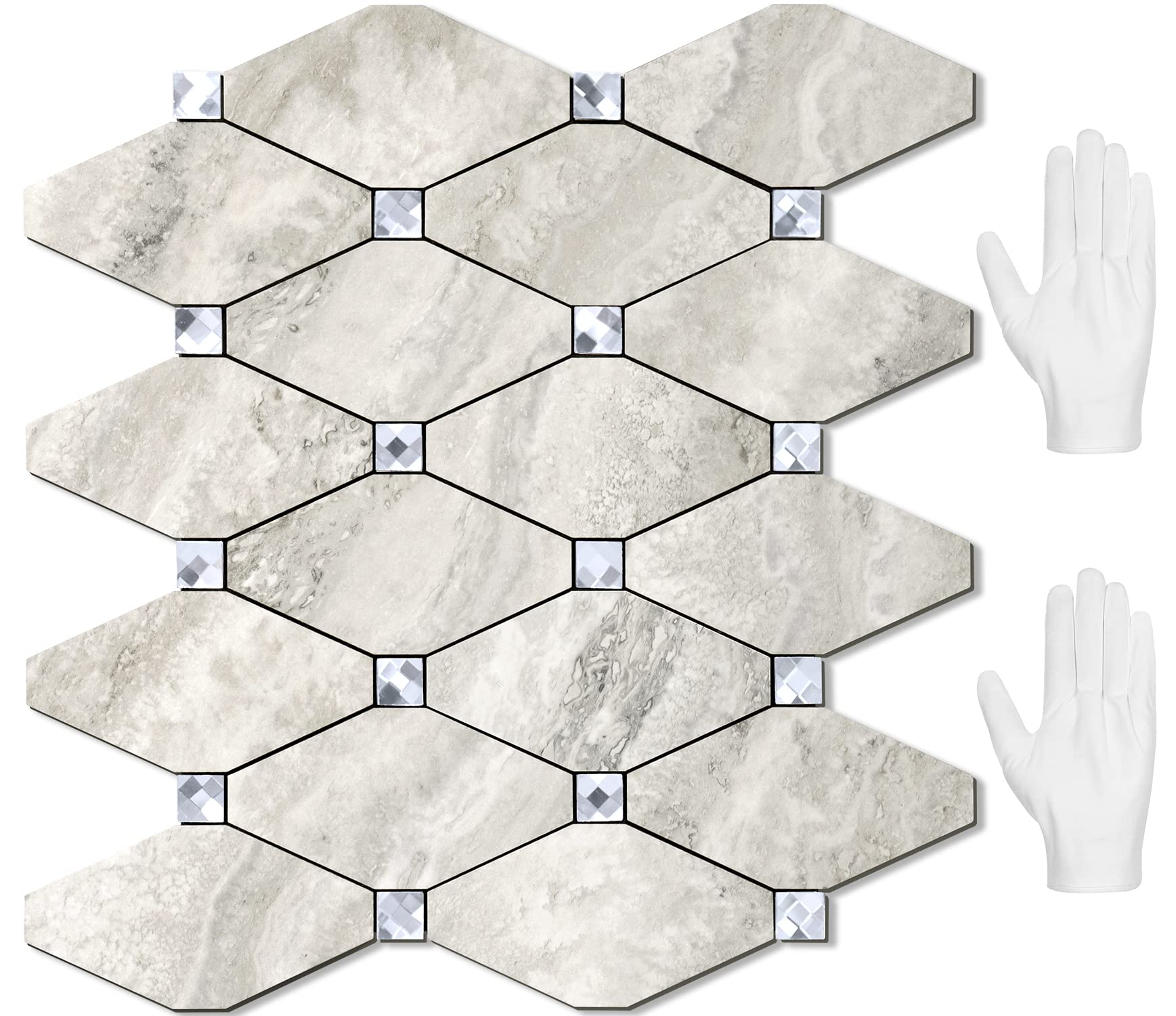 STICKGOO Peel and Stick Backsplash, 10 Sheets Beige Stone Texture Stick on Backsplash, Self Adhesive Wall Tile Sticker