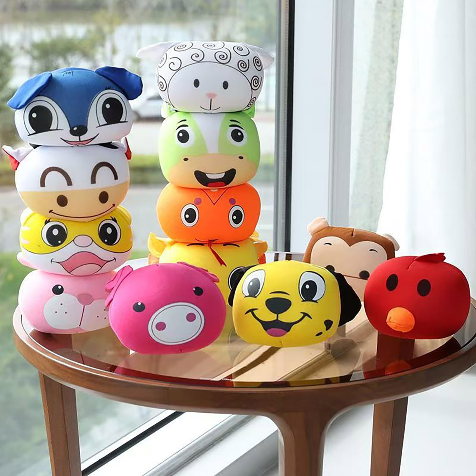 12er-Pack niedliche Tierfiguren für Tierkreiszeichen-Themen weiches mit Cartoon-Ausdruck sensorisches Handspiel Wurfspiel für Kindergarten drinnen draußen Partyspiele fördert die (Blue, 10cm)