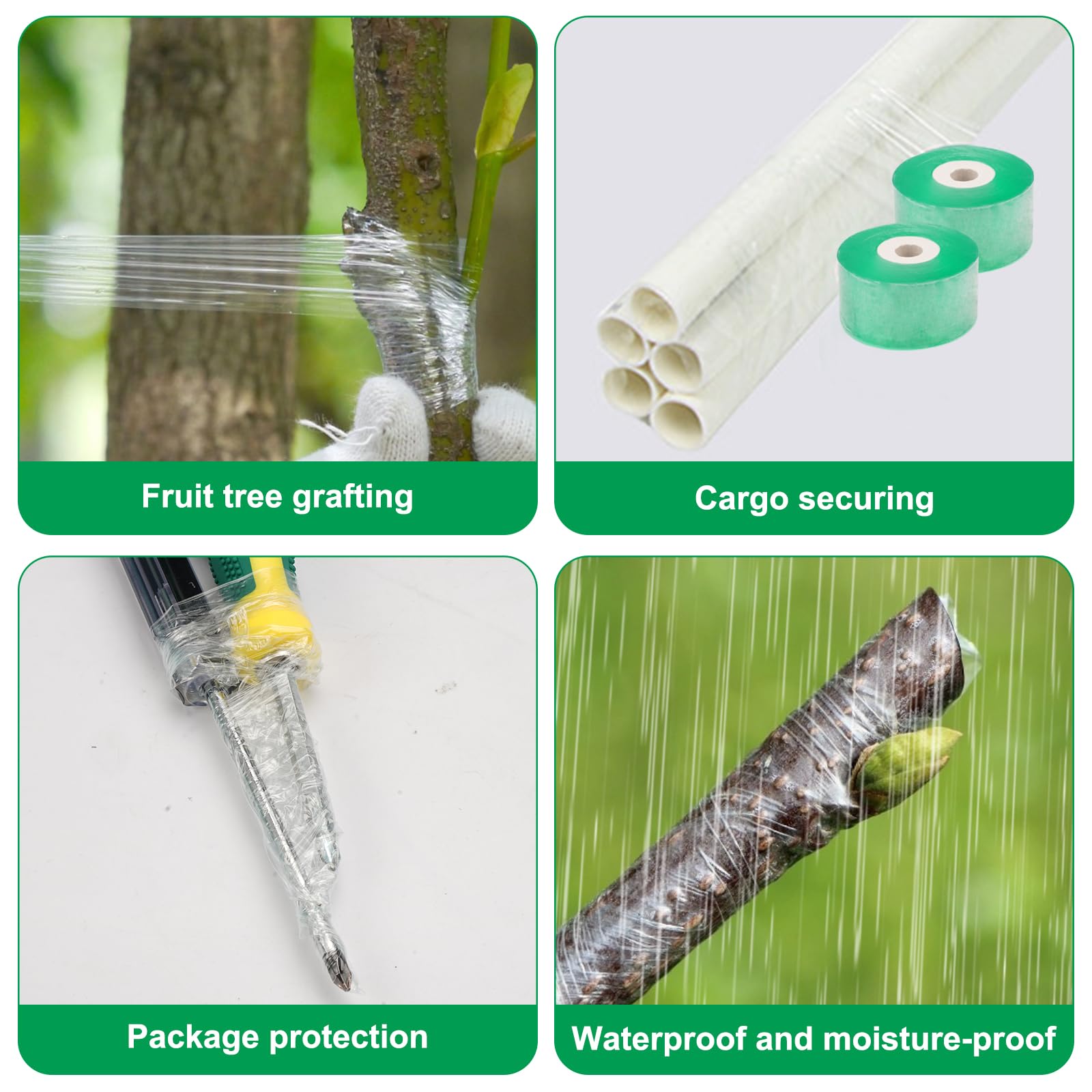 Veredelungsband 4 Stück - Dehnbar & Transparent Für Pflanzen, 100m X 2,1cm