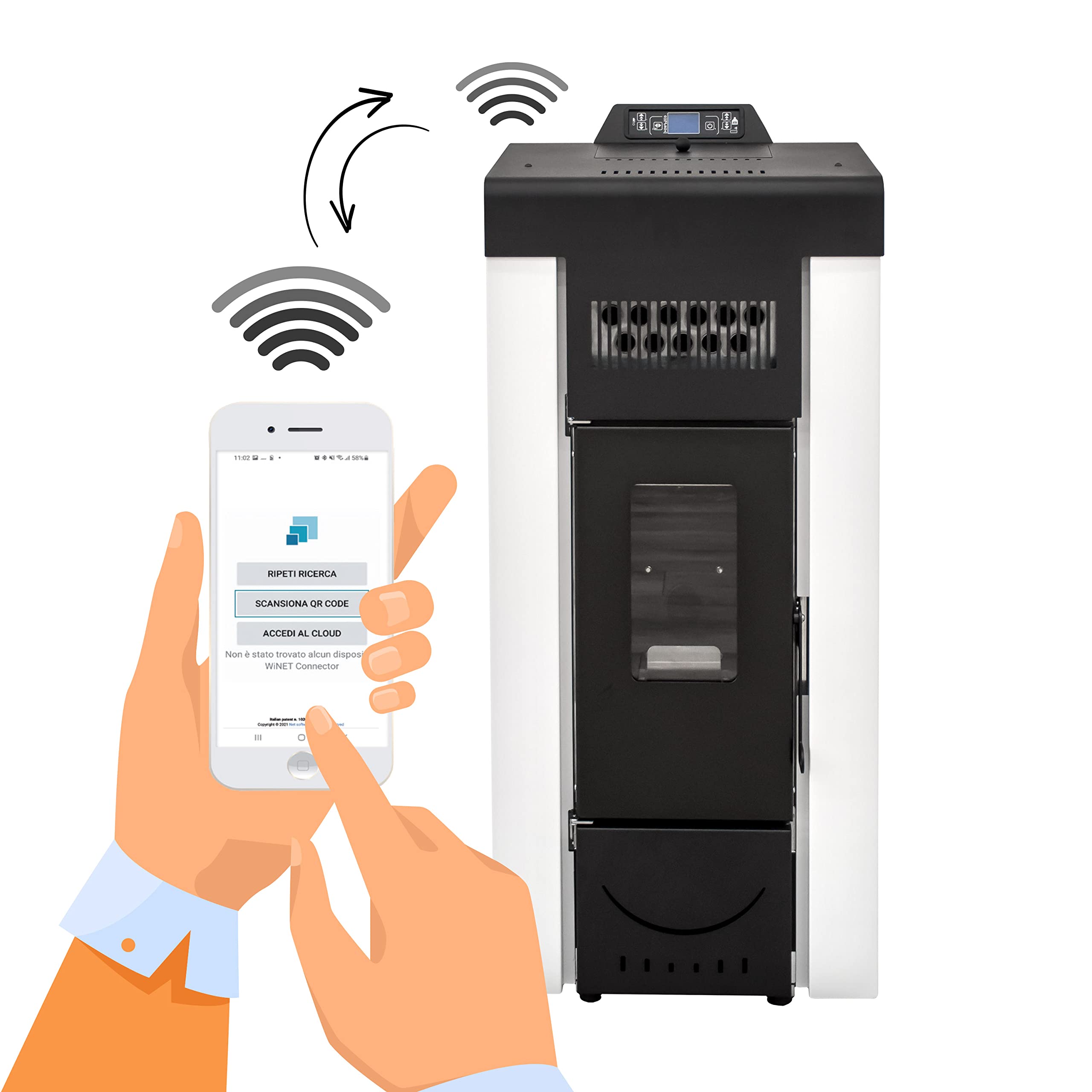 STUFE A PELLET ITALIA Niagara 14 kW Canalizada WiFi - Estufa de aire ventilada Eficiencia 89% Calienta 130 m² Autonomía 15 H 5 velocidades 5 niveles Potencia programable Garantía 24 meses Blanco