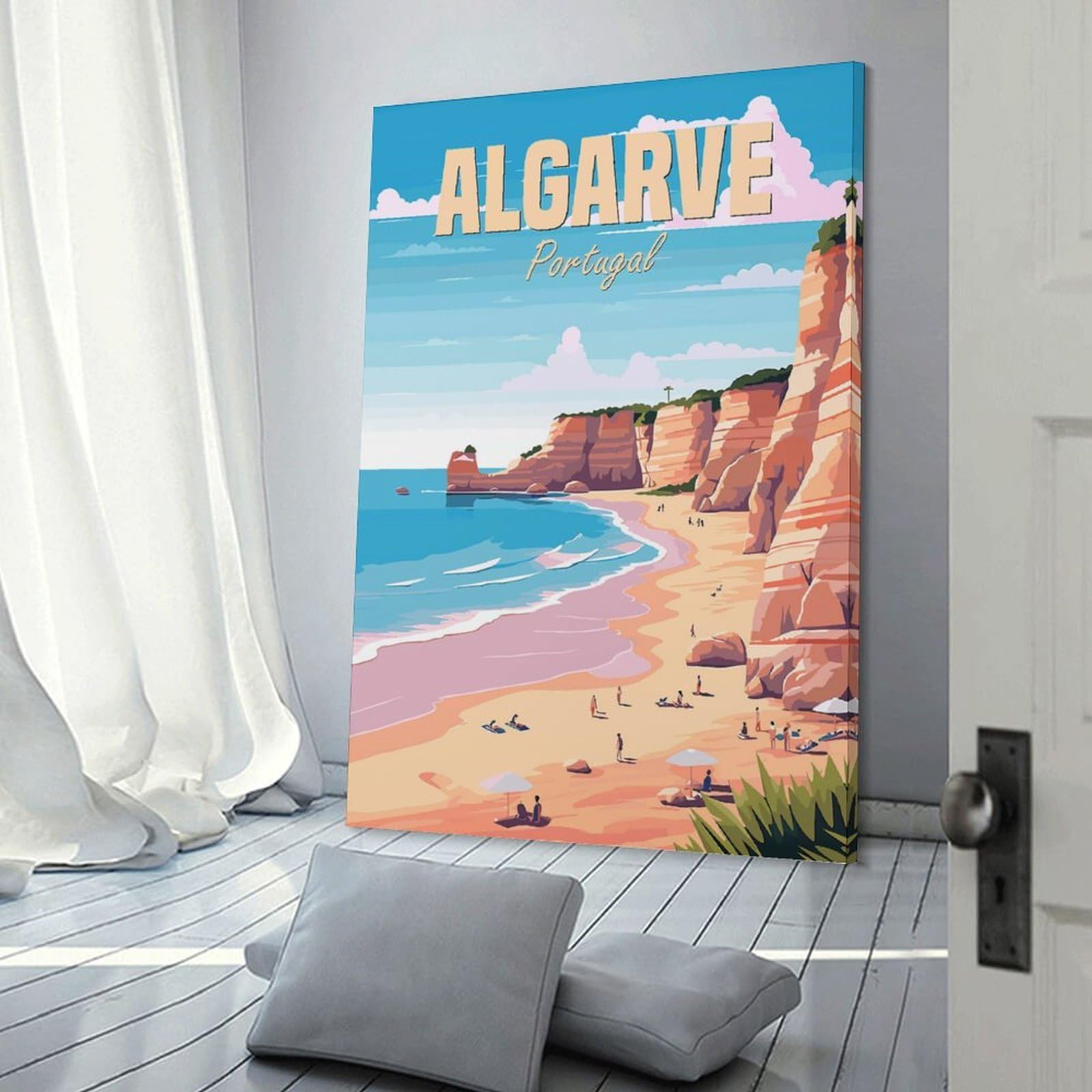 Junmoney Algarve Portugal Wall Art Print, 24x36inch(60x90cm), for Lounge Decor, Bedroom Walls Or Flats, Decorative Artwork for Empty Walls