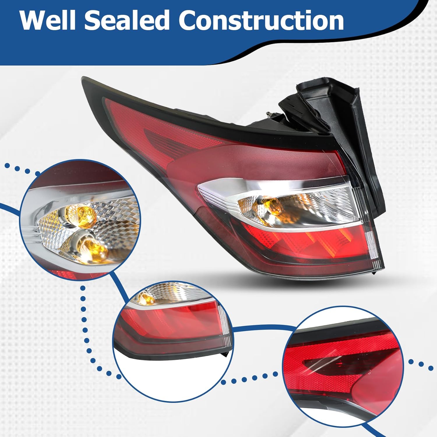 WFLNHB Left Side Outer Tail Light Assembly Replacement for Escape 2017 2018 2019 Driver Side Rear Brake Lamp with Blub GNT56215209