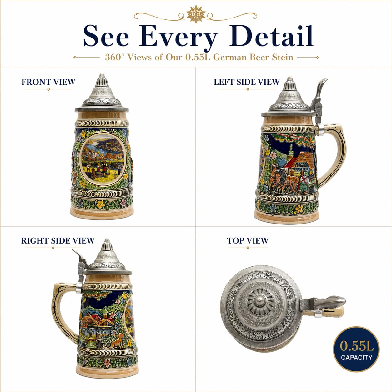 E.H.G Bierkrug mit Deckel "Fall in Germany" (#1 Kollektion von vier Steinen) | 0,50 Liter