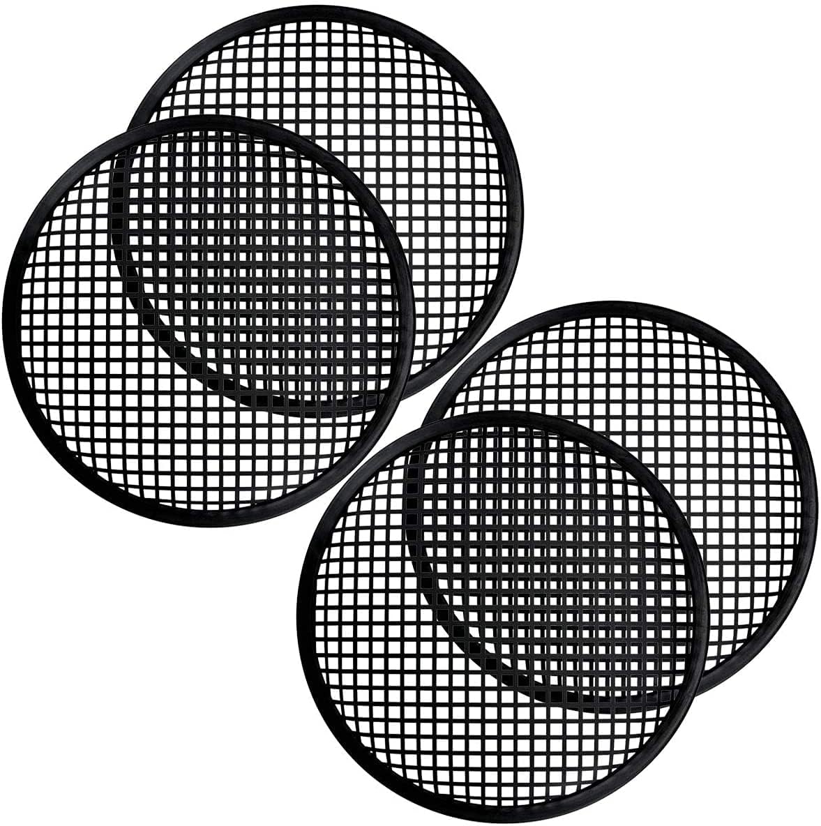 Nippon America 4 Pieces 6.5" Inch Waffle Speaker Sub Woofer Metal Grills with Clips and Screws - GLKT-6.5 - Black