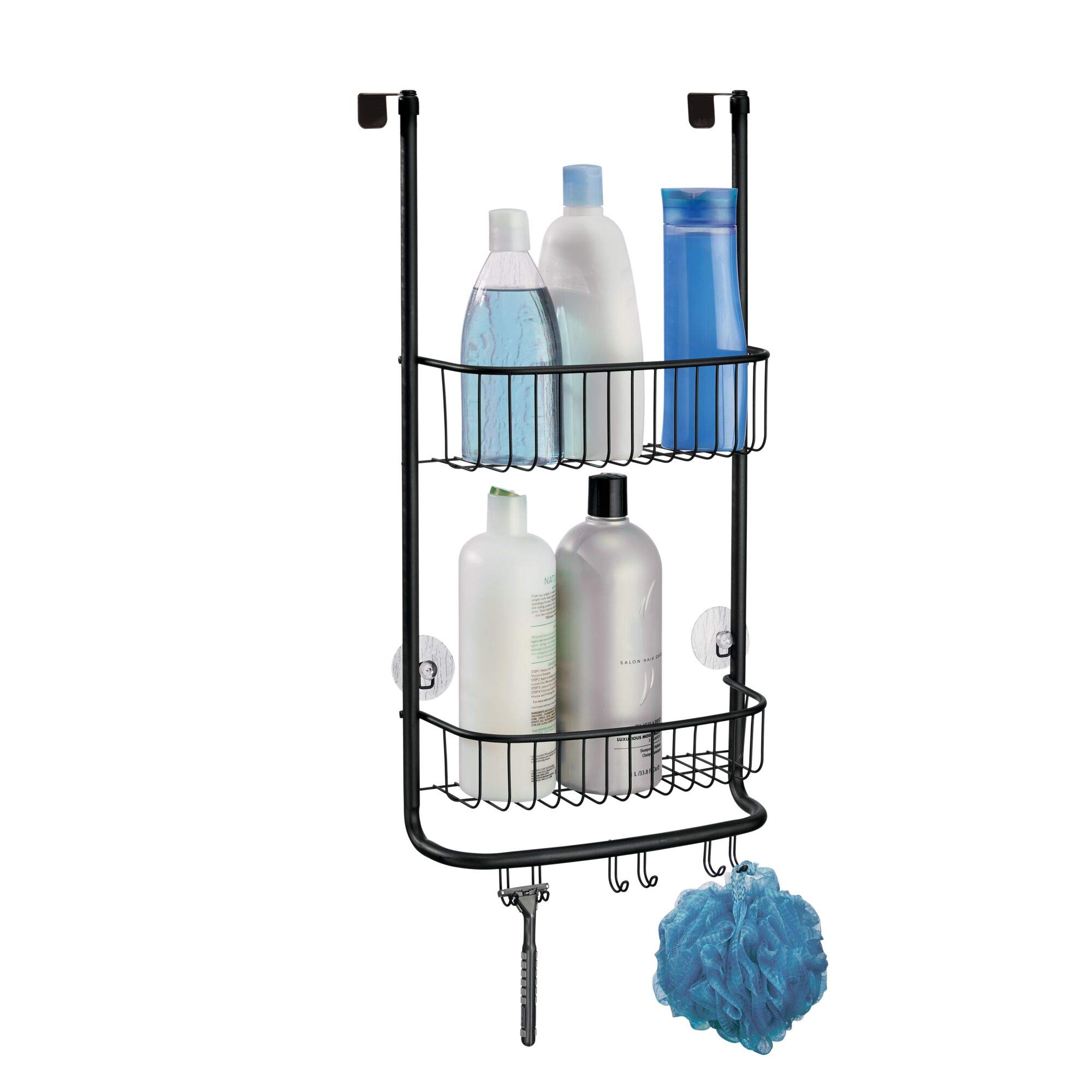 Idesign Forma Bathroom Over The Door Shower Caddy With Storage Baskets Shelves And Hooks For Shampoo, Conditioner, Soap, Matte Black