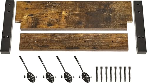 Miniatura 6 de YMYNY Perchero montado en la pared, juego de 2 ganchos de entrada, con 8 ganchos, estante flotante de pared de 31.5 pulgadas con perchero para